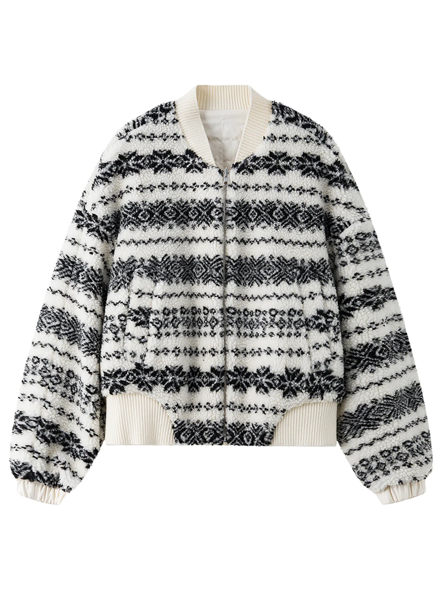 Black White Pattern Reversible Jacket