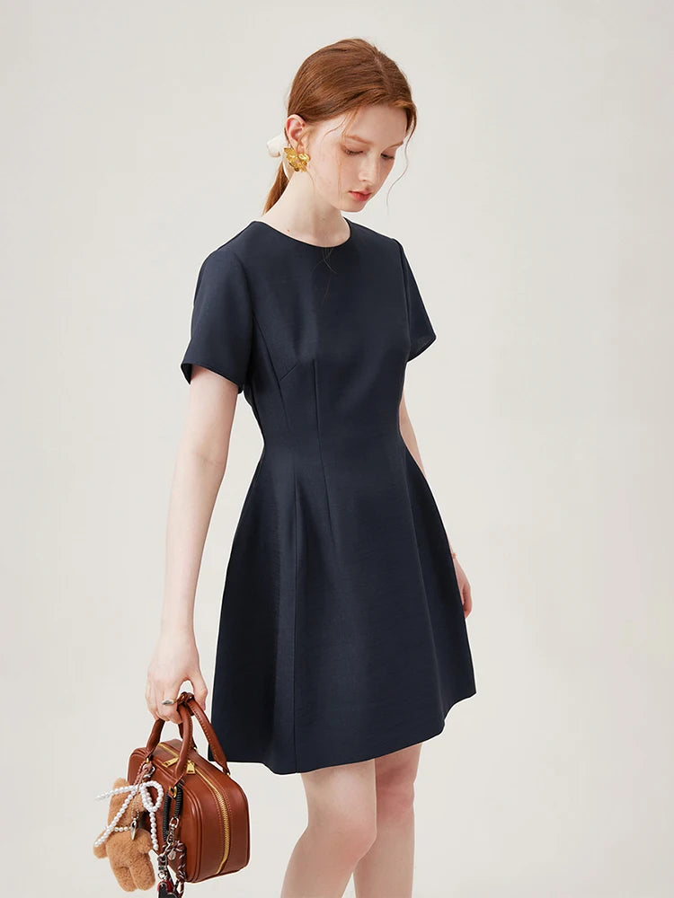 Navy Structured A-Line Mini Dress