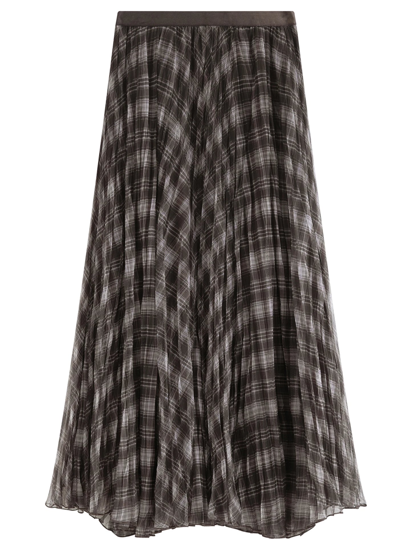 Black Plaid Mesh Maxi Skirt