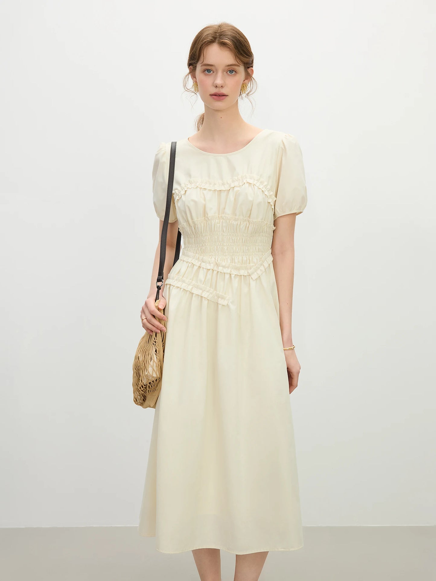 Sage Smocked Waist Midi Dress