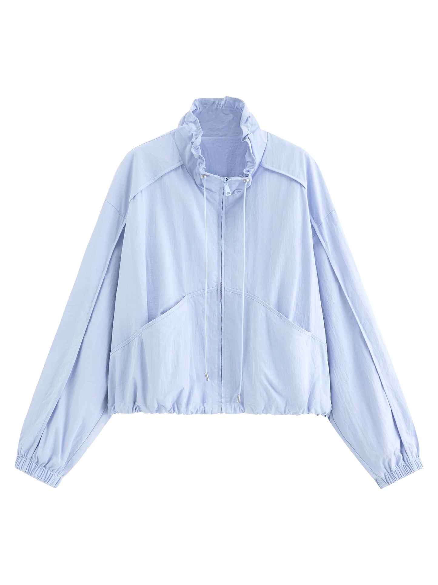 White Stand Collar Utility Jacket