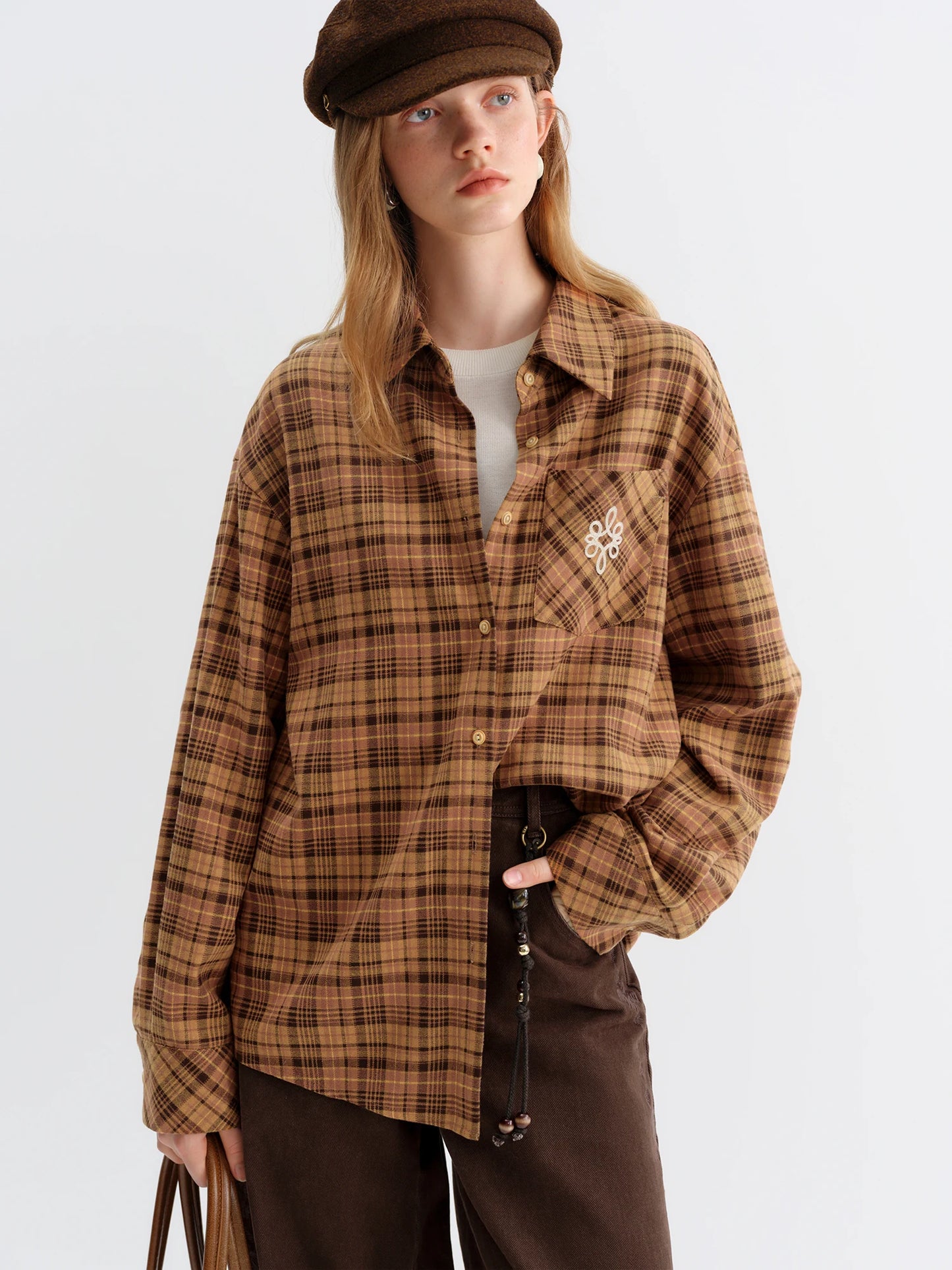 Brown Plaid Oversized Flannel Shirt