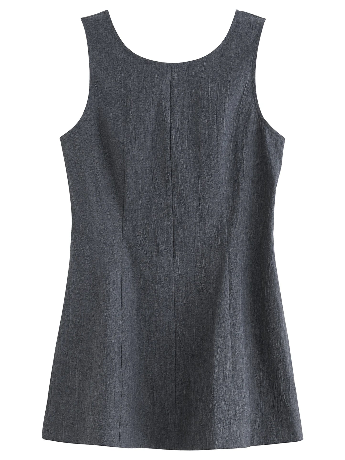Charcoal Linen Sleeveless Tunic Top