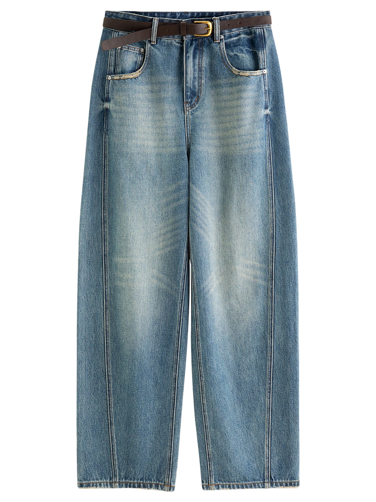 Medium Wash Flared Wide Leg Jeans