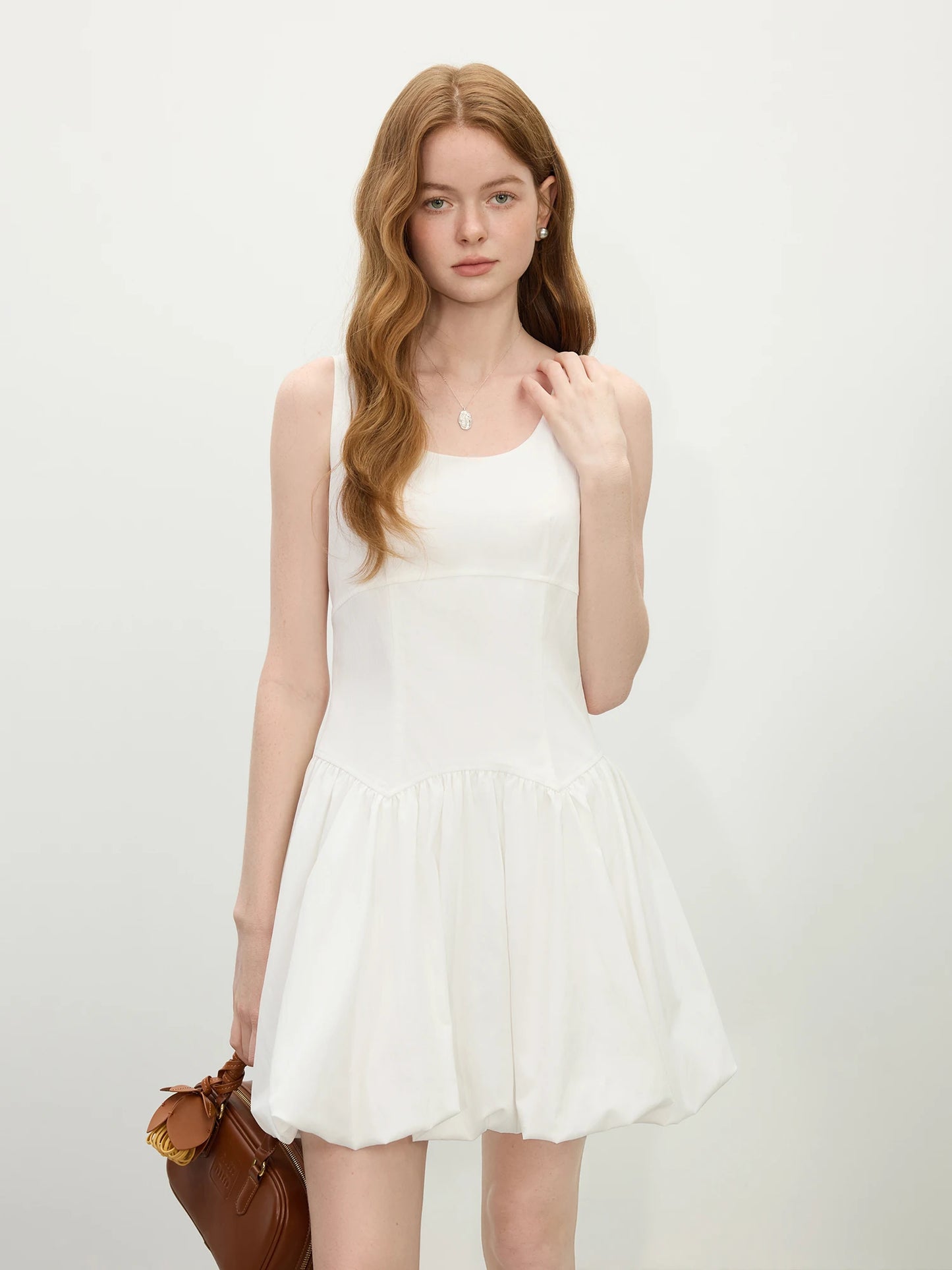 Pale Blue Bubble Hem Mini Dress