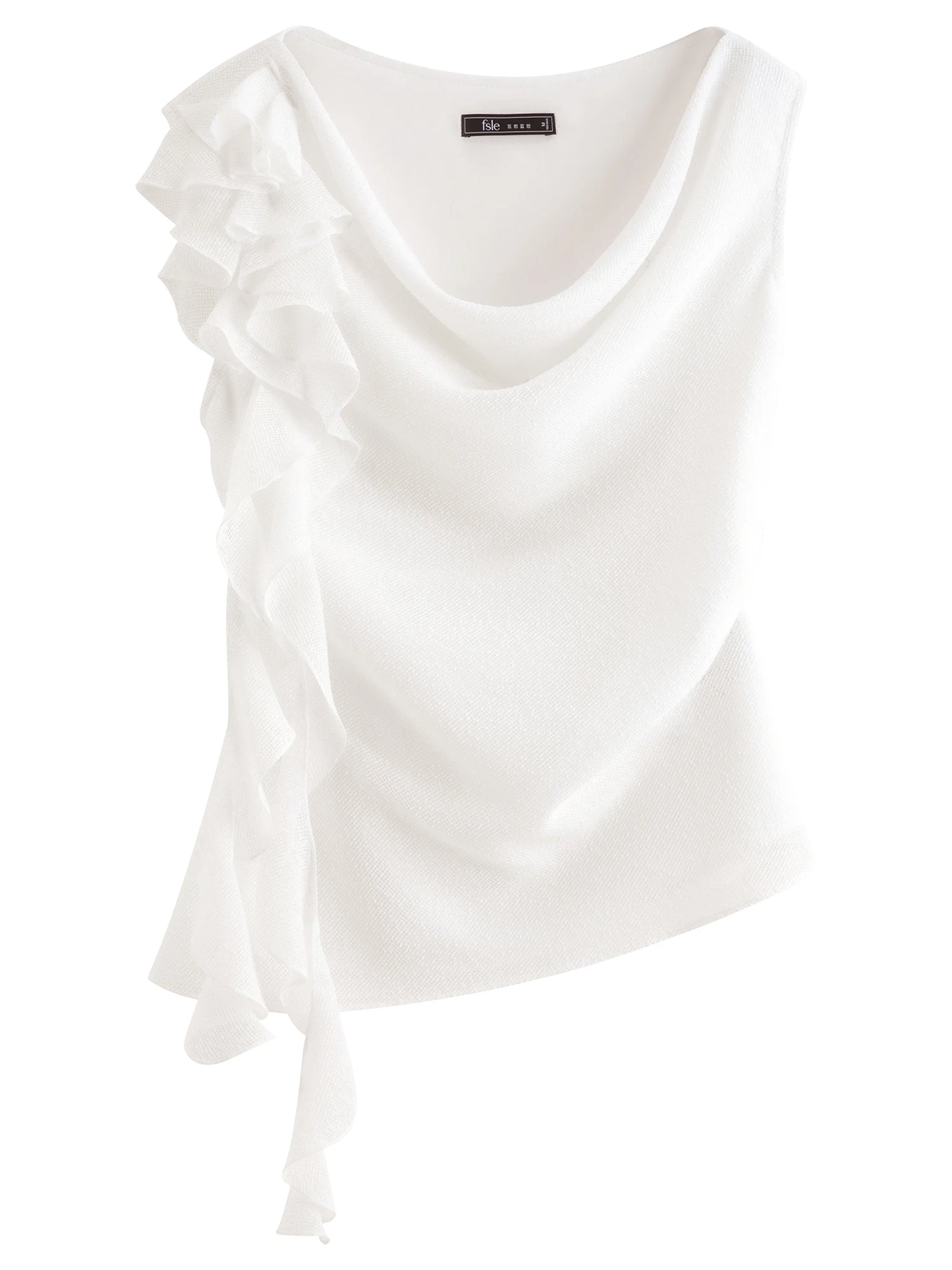 Ivory Cowl Neck Ruffle Top
