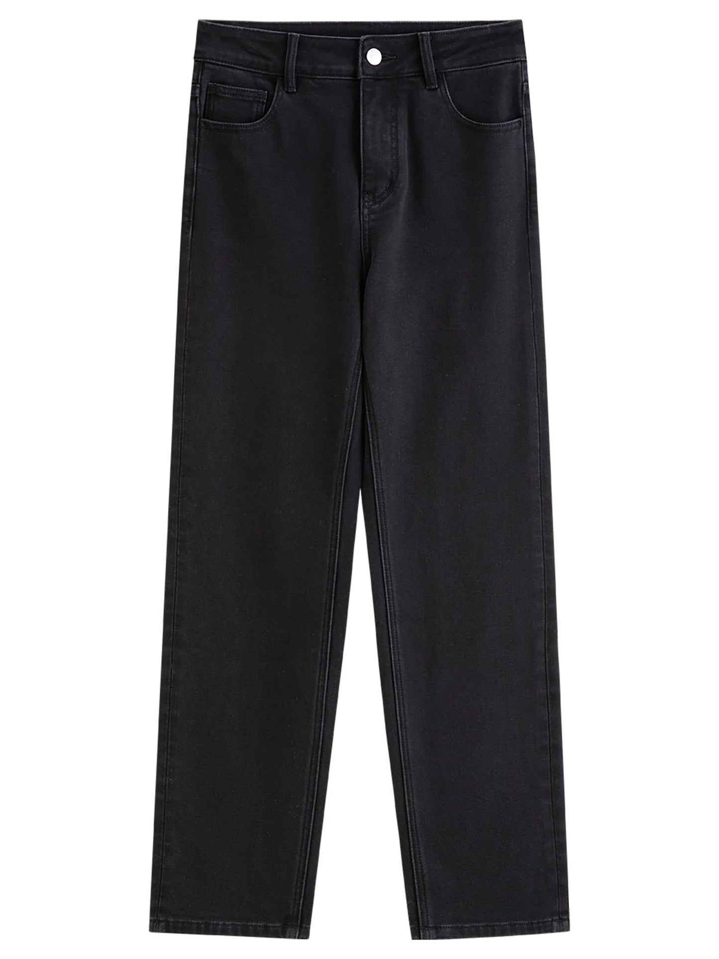 Black High Waist Straight Jeans