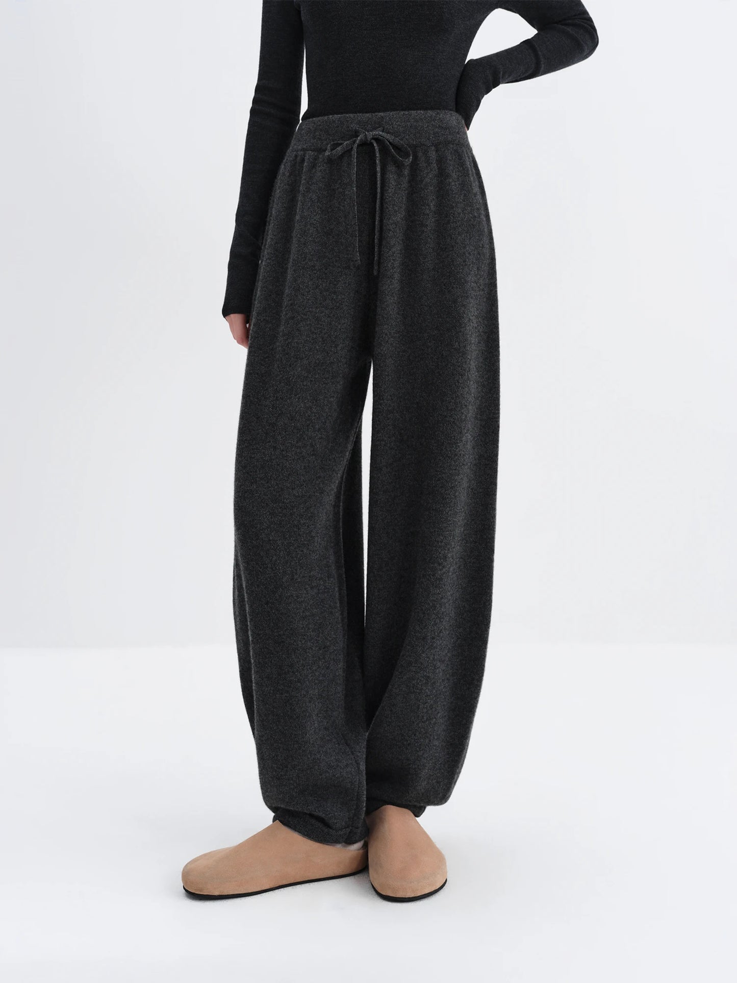 Taupe Knit Wide Leg Lounge Pants