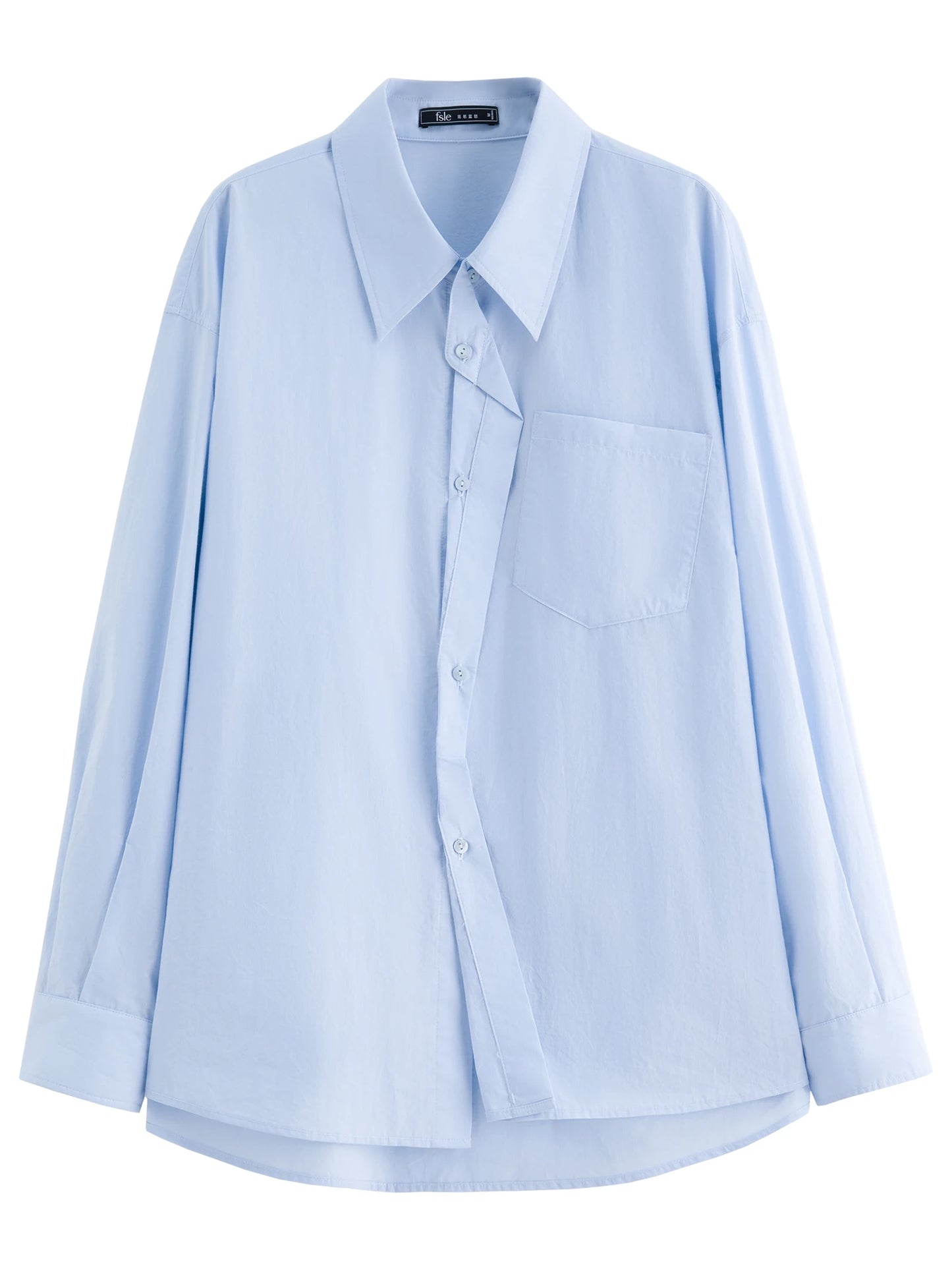Pale Blue Relaxed Cotton Button Shirt