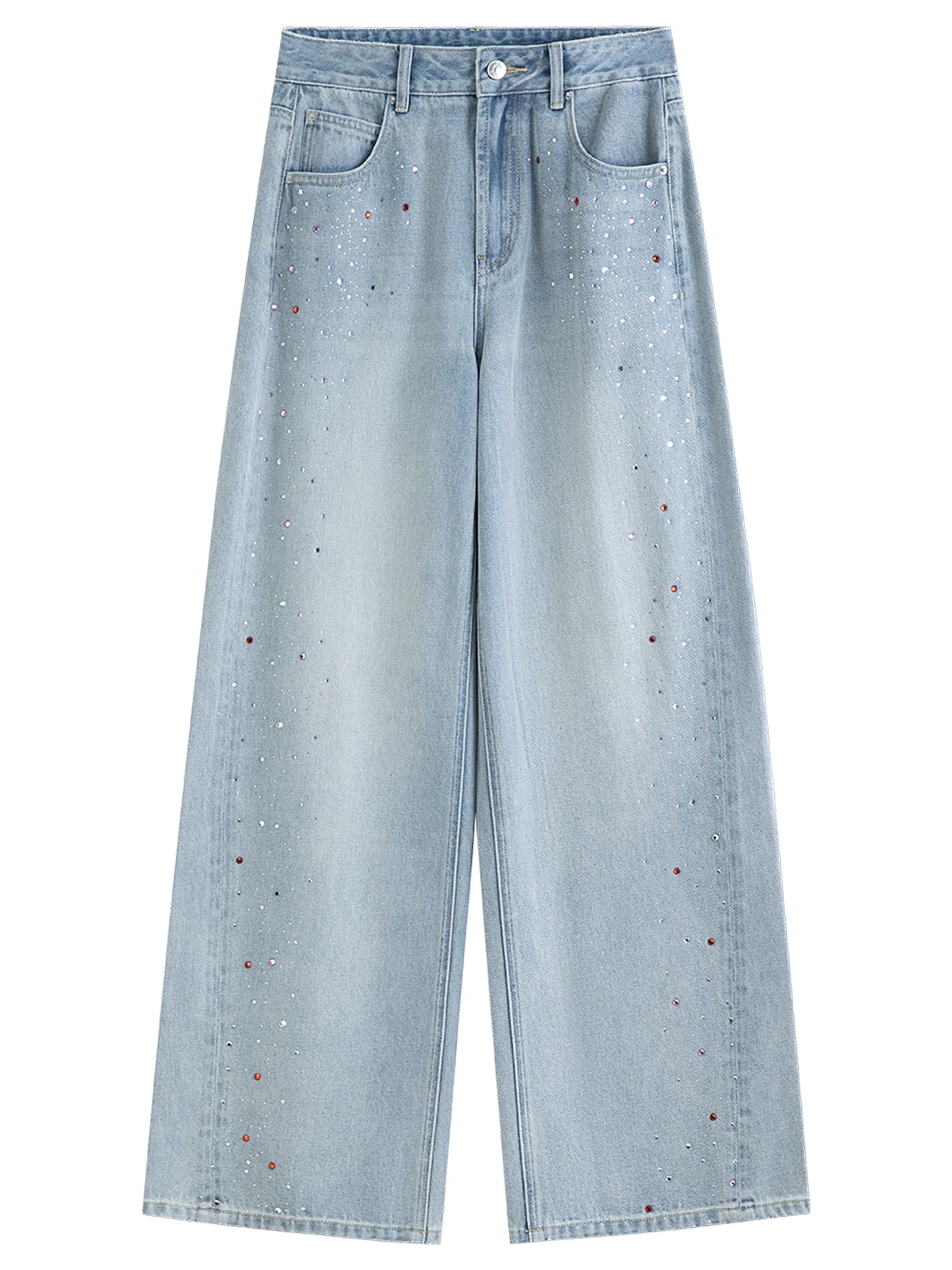 Light Wash Beaded Wide Leg Jeans