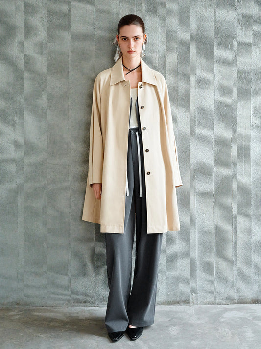Beige Point Collar Short Trench