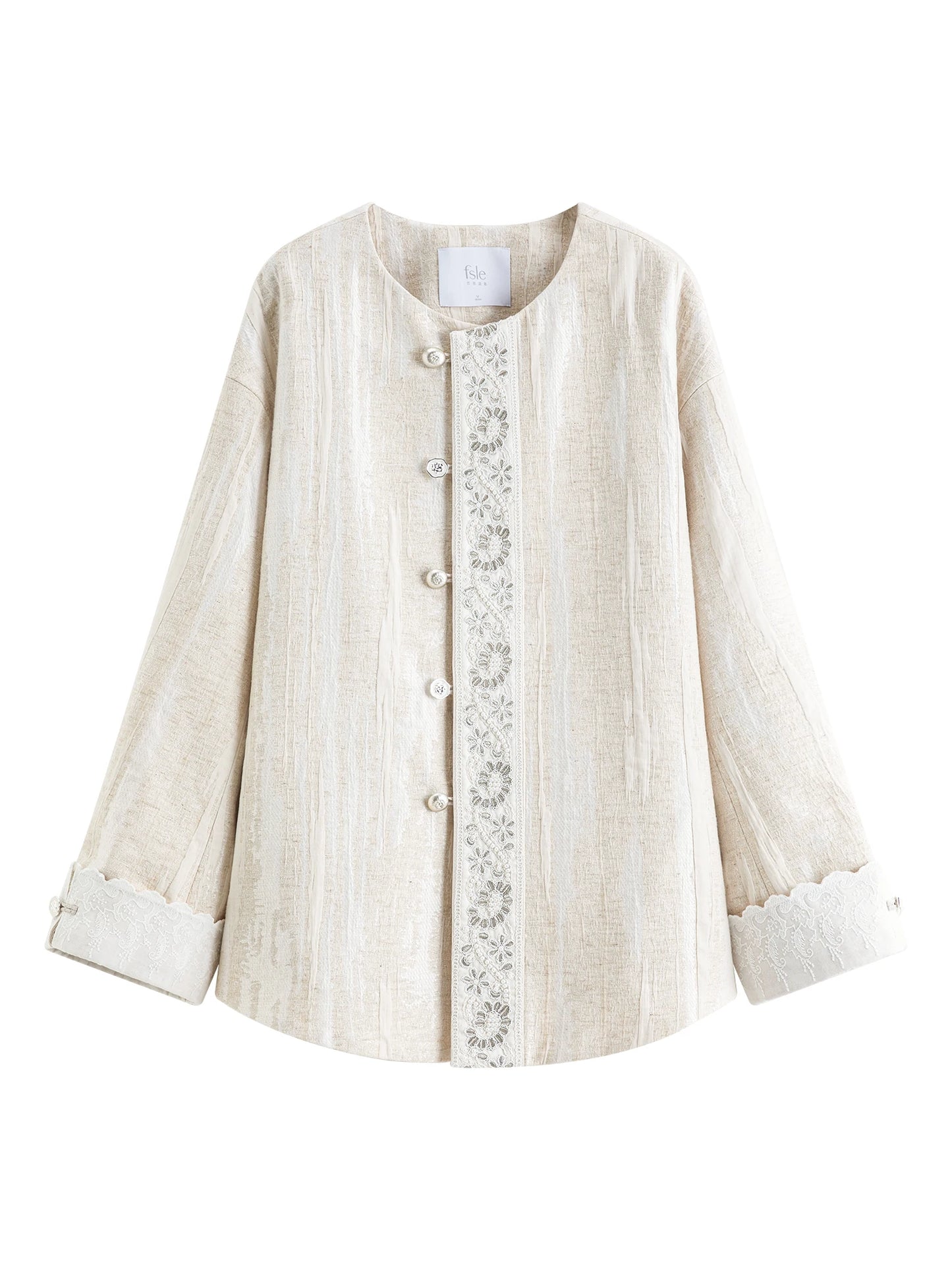Pale Blue Floral Jacquard Jacket