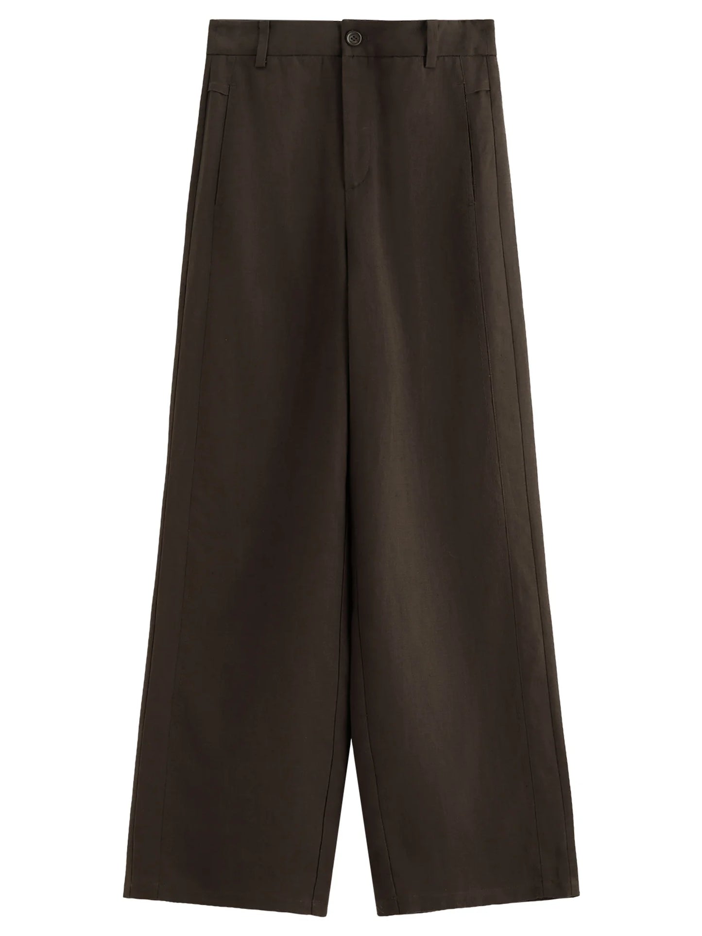Brown Draped Wide Leg Trousers
