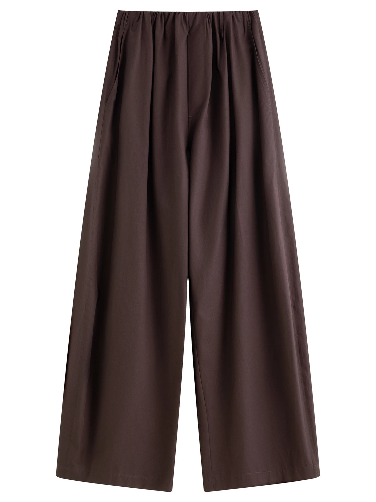 Brown Drawstring Wide Leg Pants