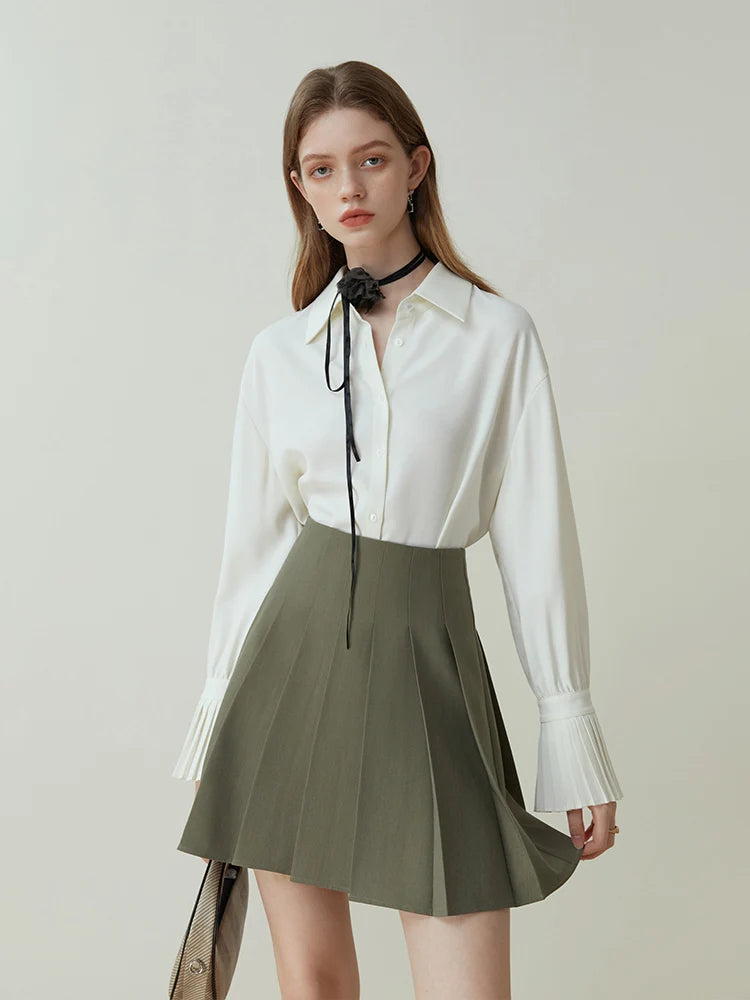 Charcoal Pleated Uniform Mini Skirt