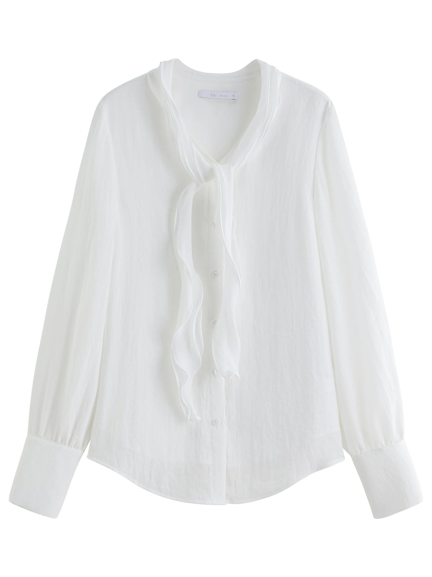 Pale Blue Bow Neck Blouse