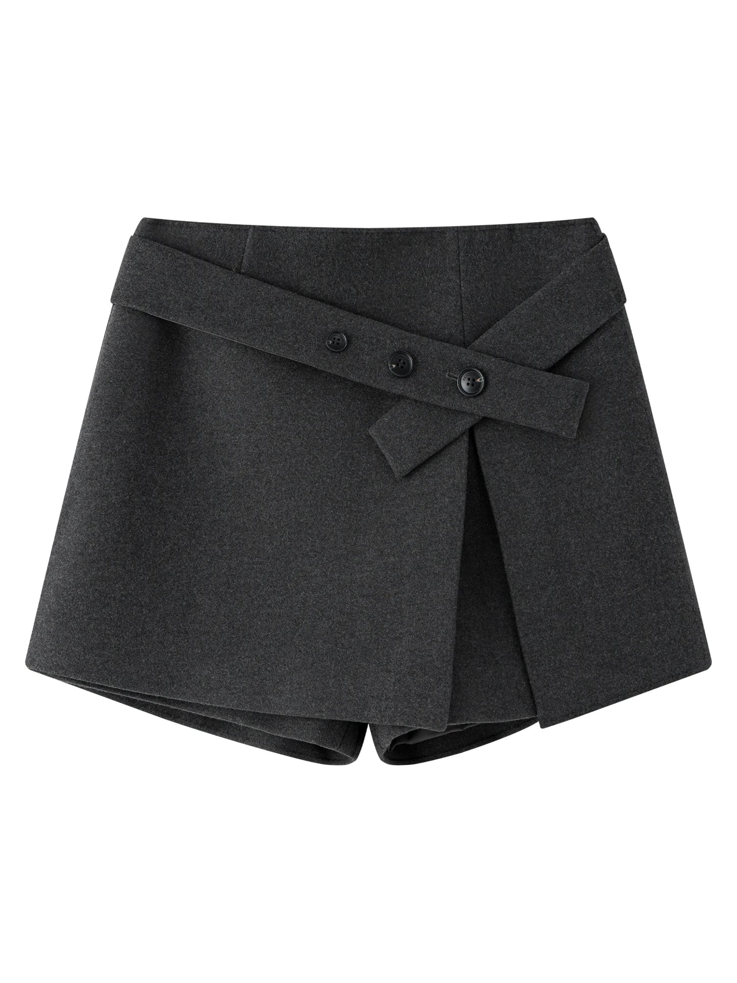 Charcoal Asymmetric Wrap Skort
