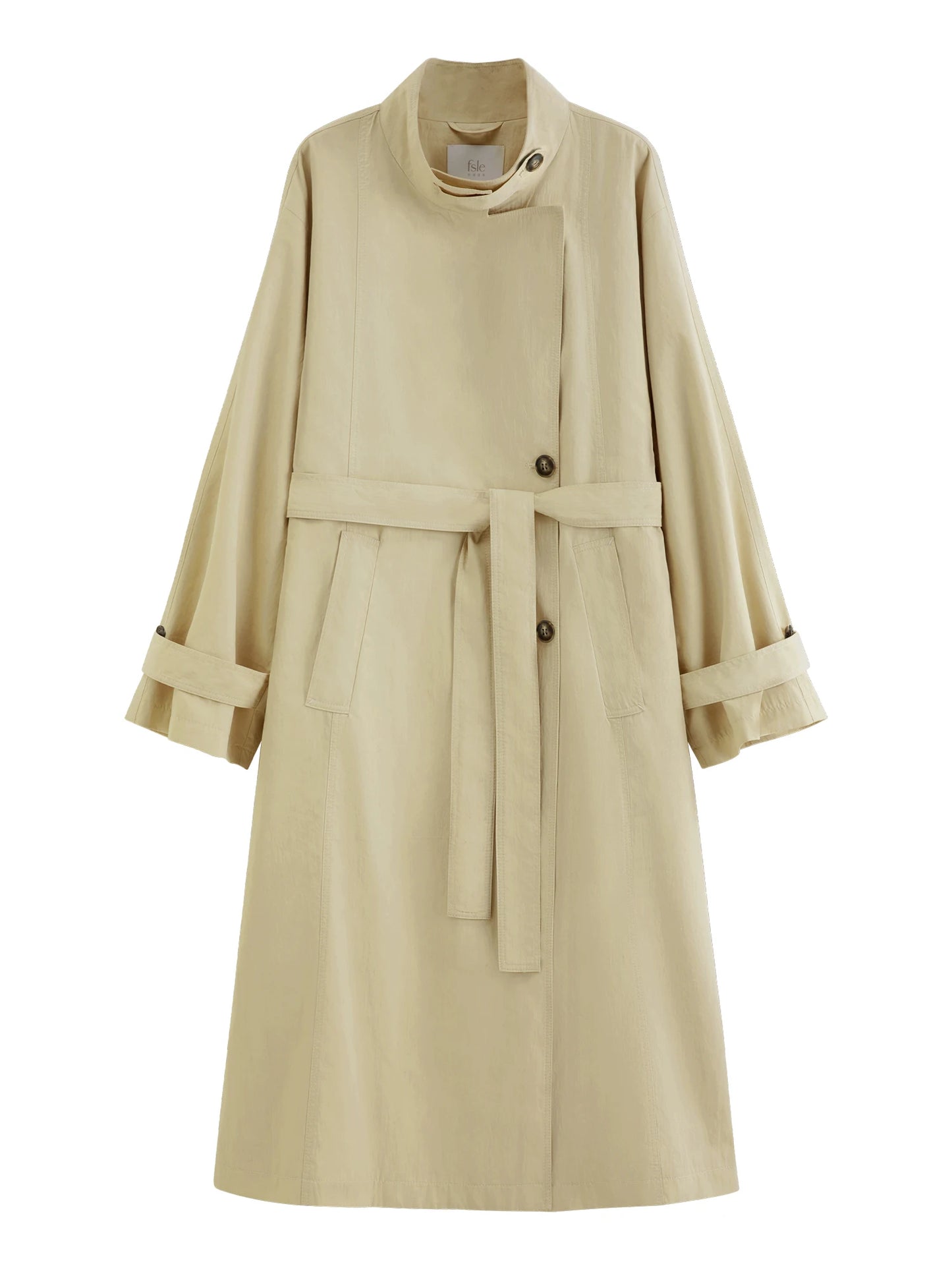 Ivory Relaxed Lapel Mid Length Trench