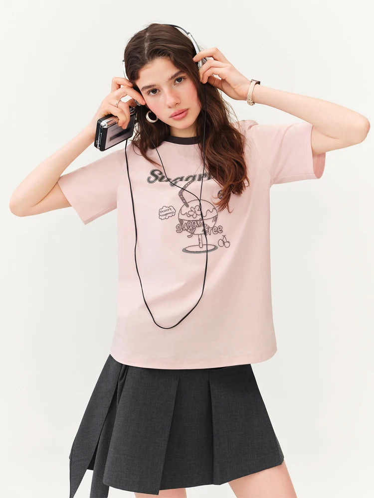 Pink Bow Neck Long Sleeve Blouse