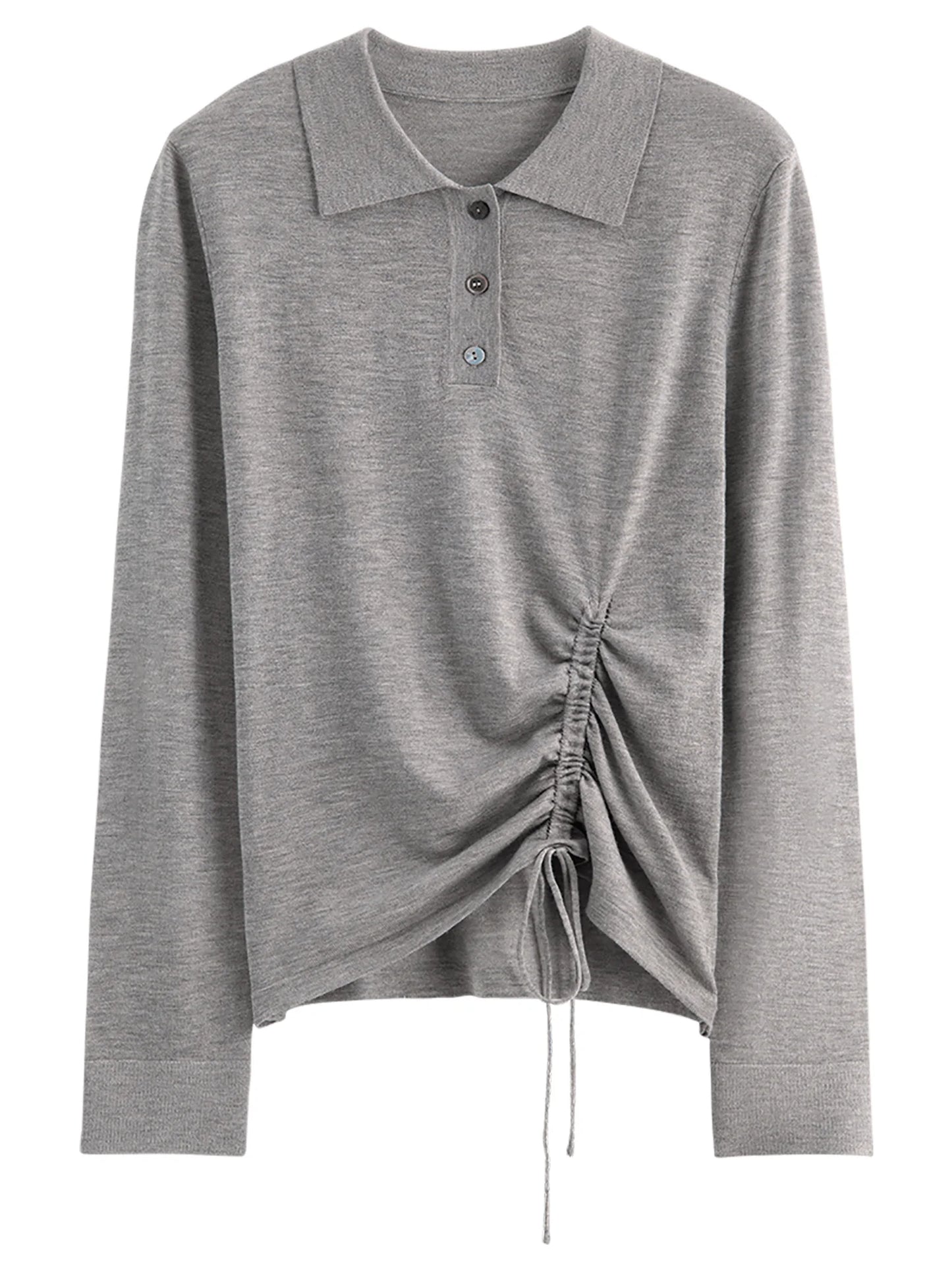 Butter Yellow Drawstring Polo Knit Top