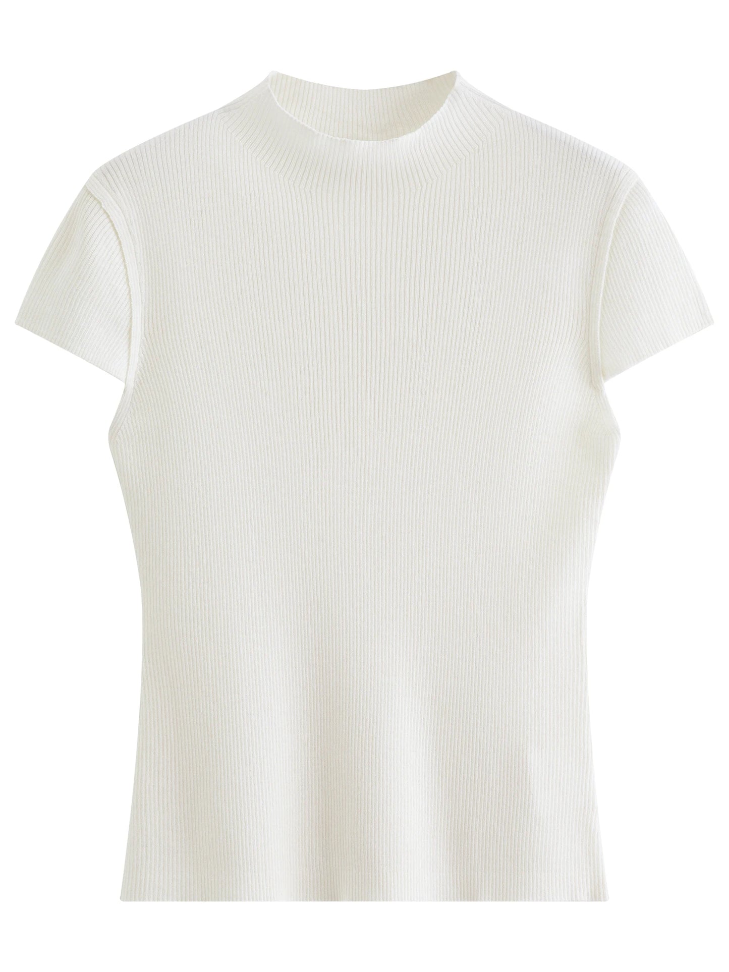 Ivory Mock Neck Knit Tee