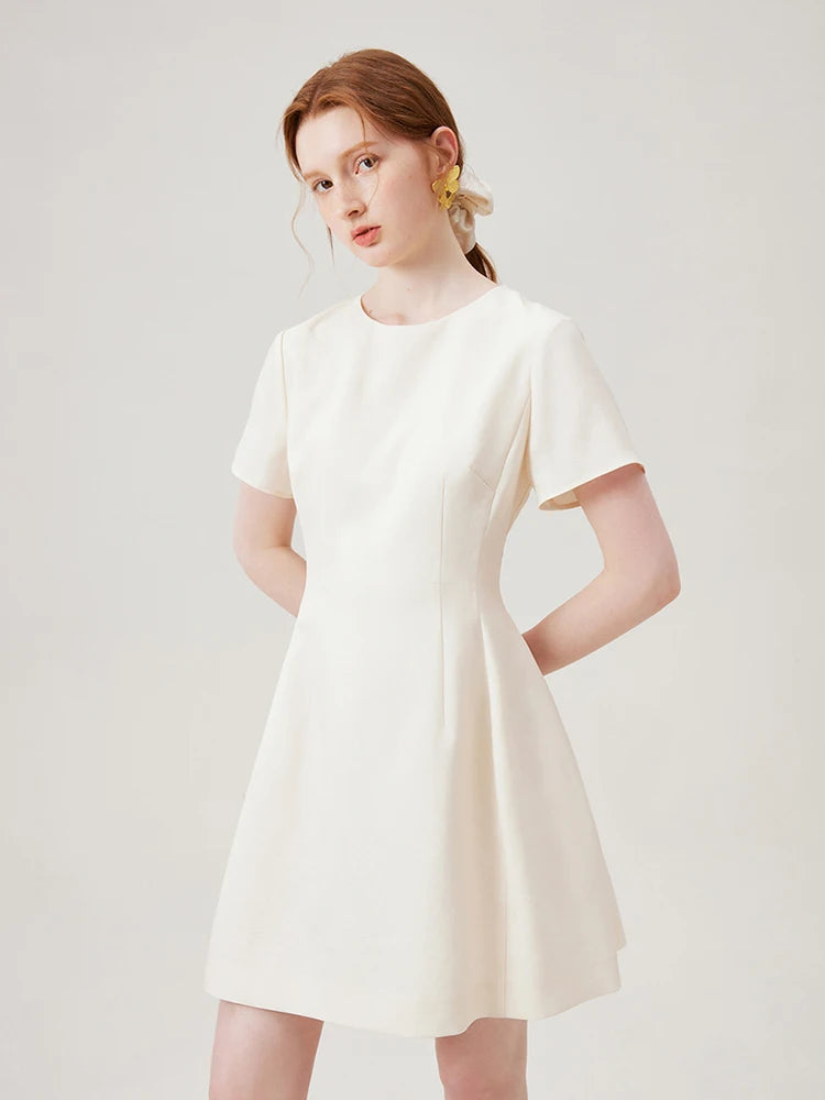Navy Structured A-Line Mini Dress