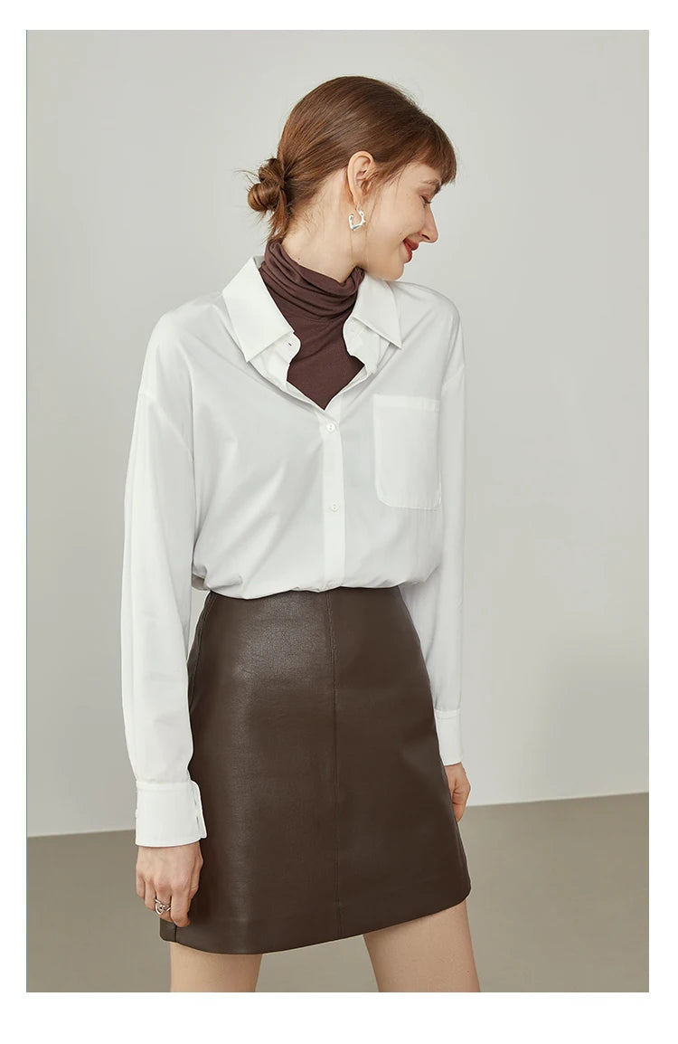 Brown Faux Leather A-Line Mini Skirt