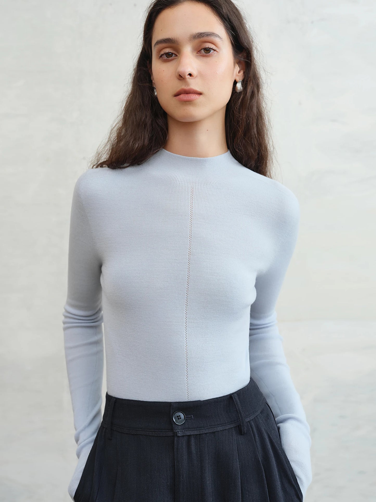 Black Slim Crew Neck Knit Top