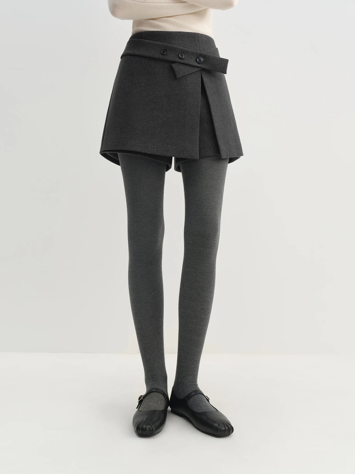 Charcoal Asymmetric Wrap Skort