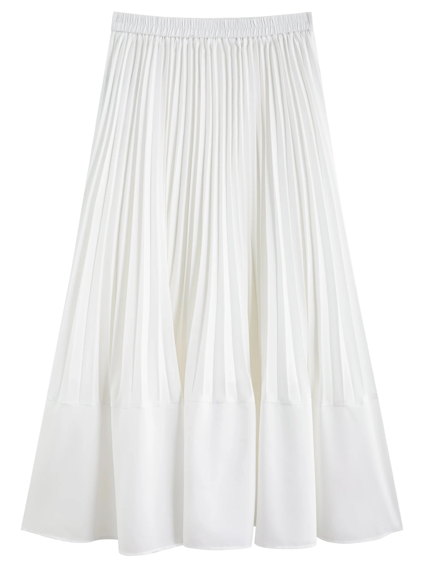 White Pleated Chiffon Maxi Skirt