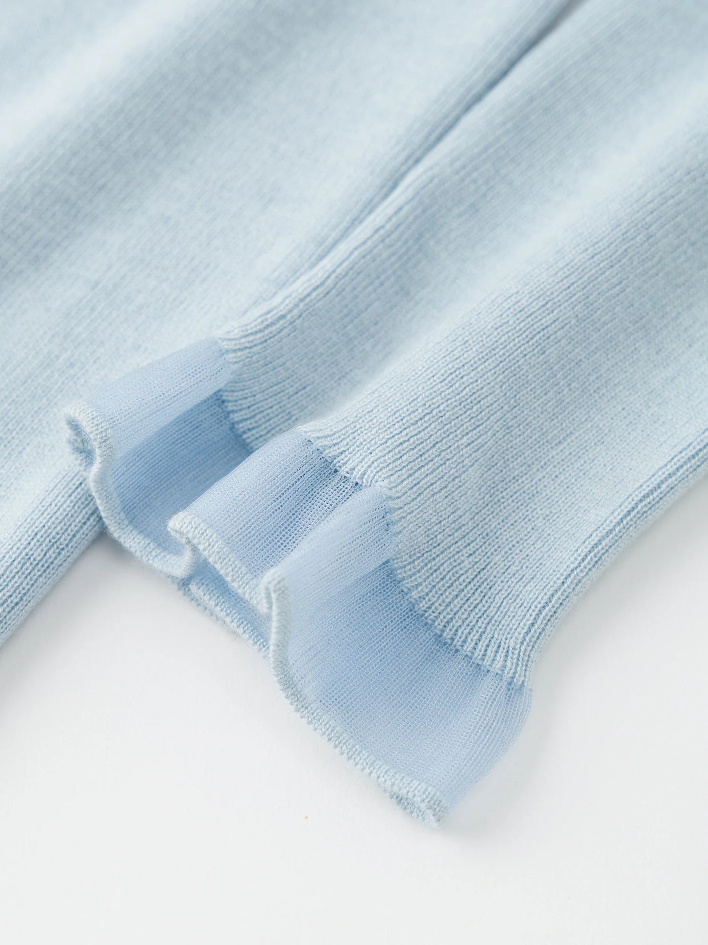 Powder Blue Ruffle Neck Knit Top
