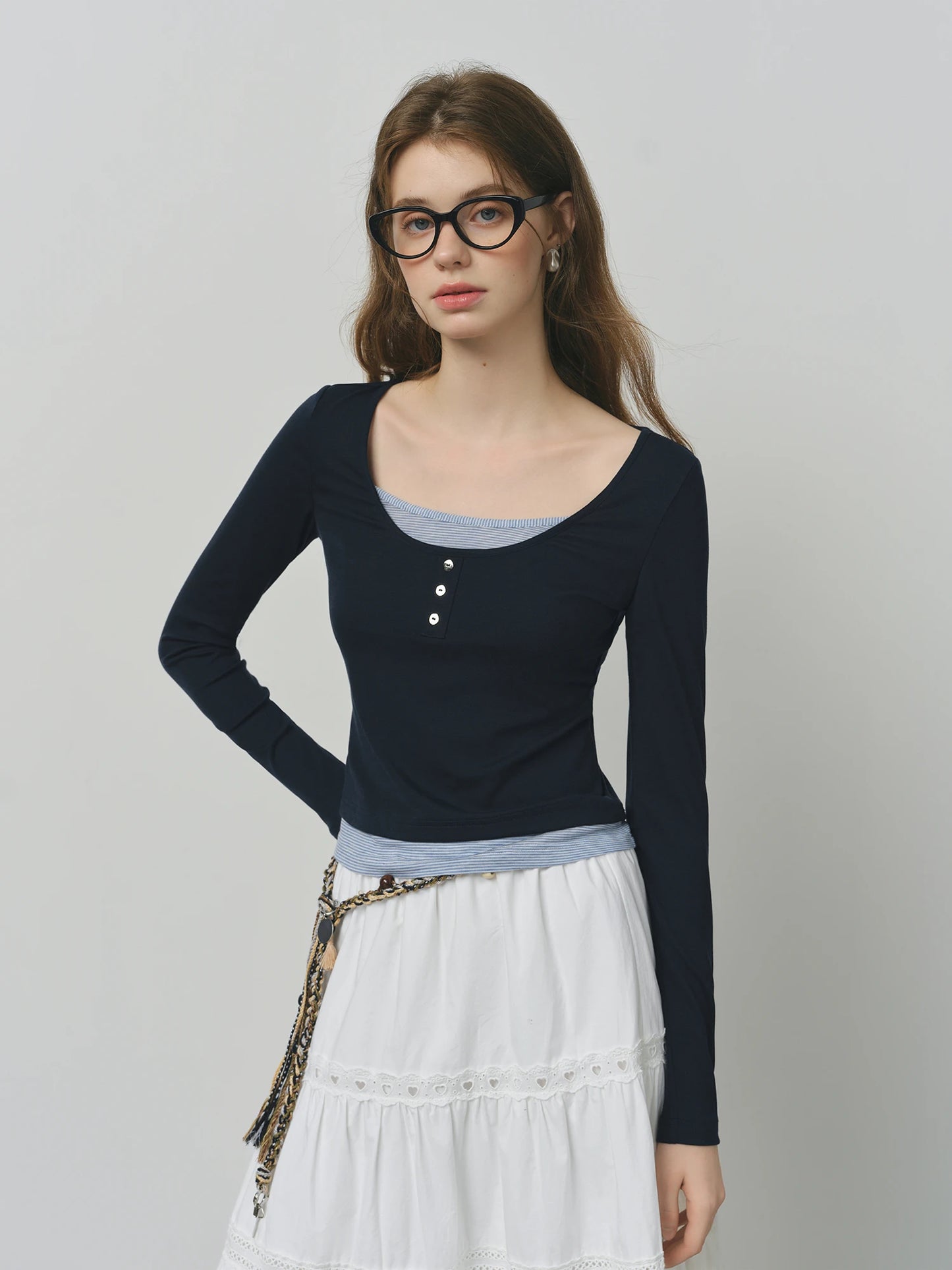 Pink Layered Scoop Neck Top