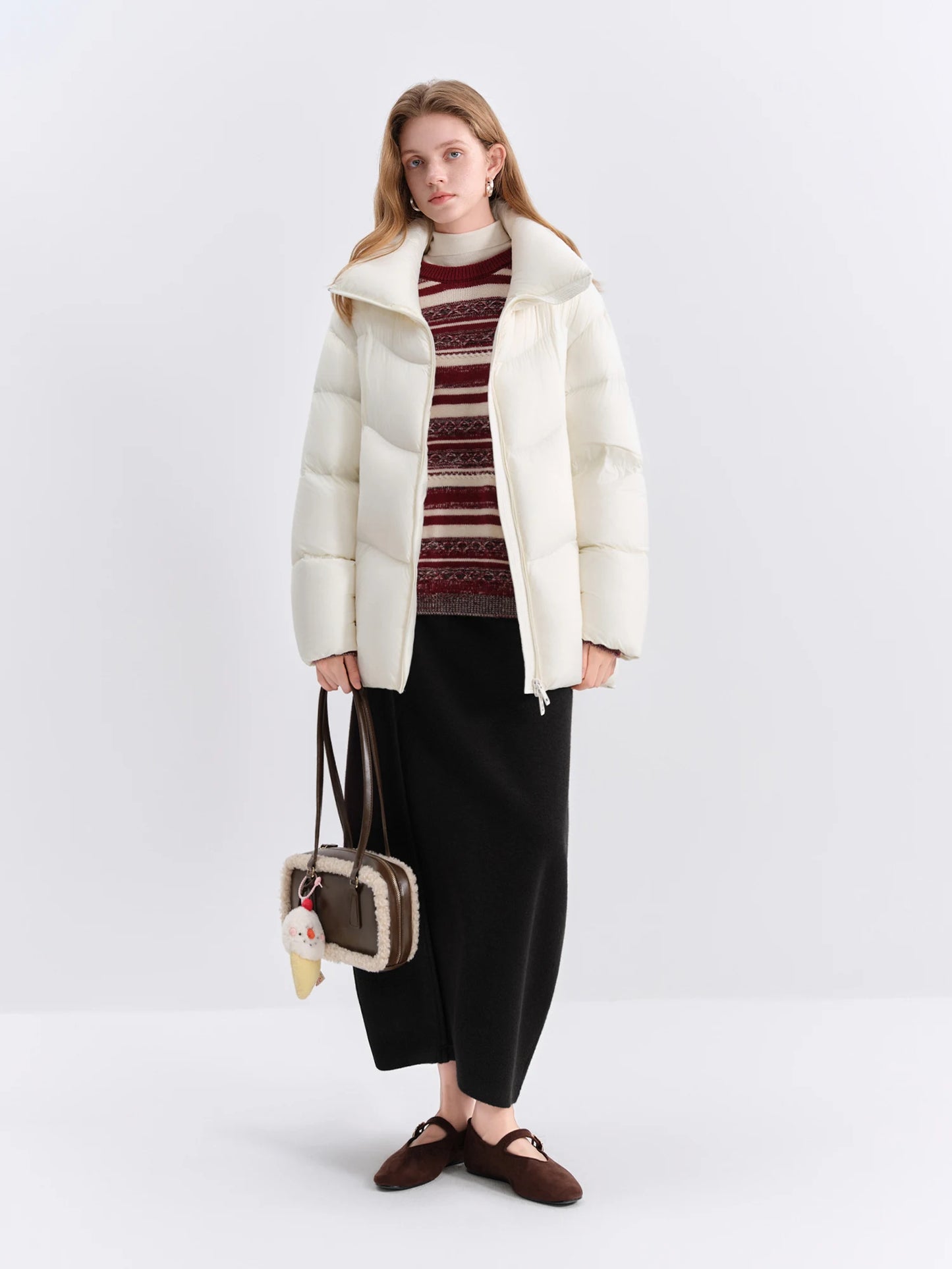 Black Wool Balloon Maxi Skirt