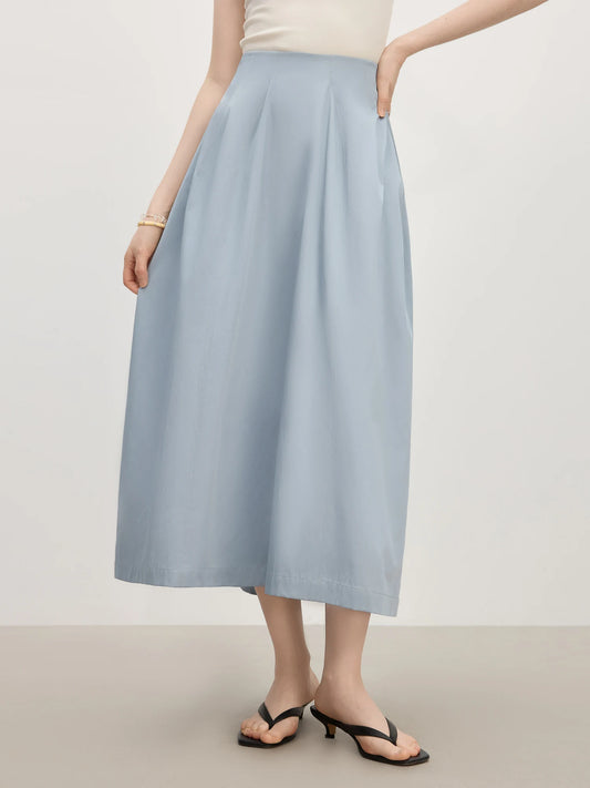 Pale Blue Flowing A-Line Maxi Skirt