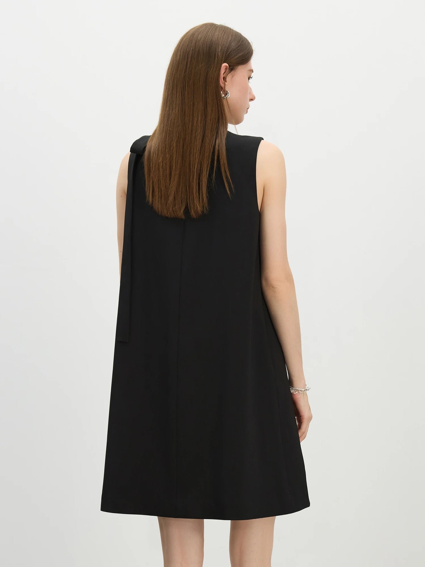 Black Pleated Panel Mini Dress
