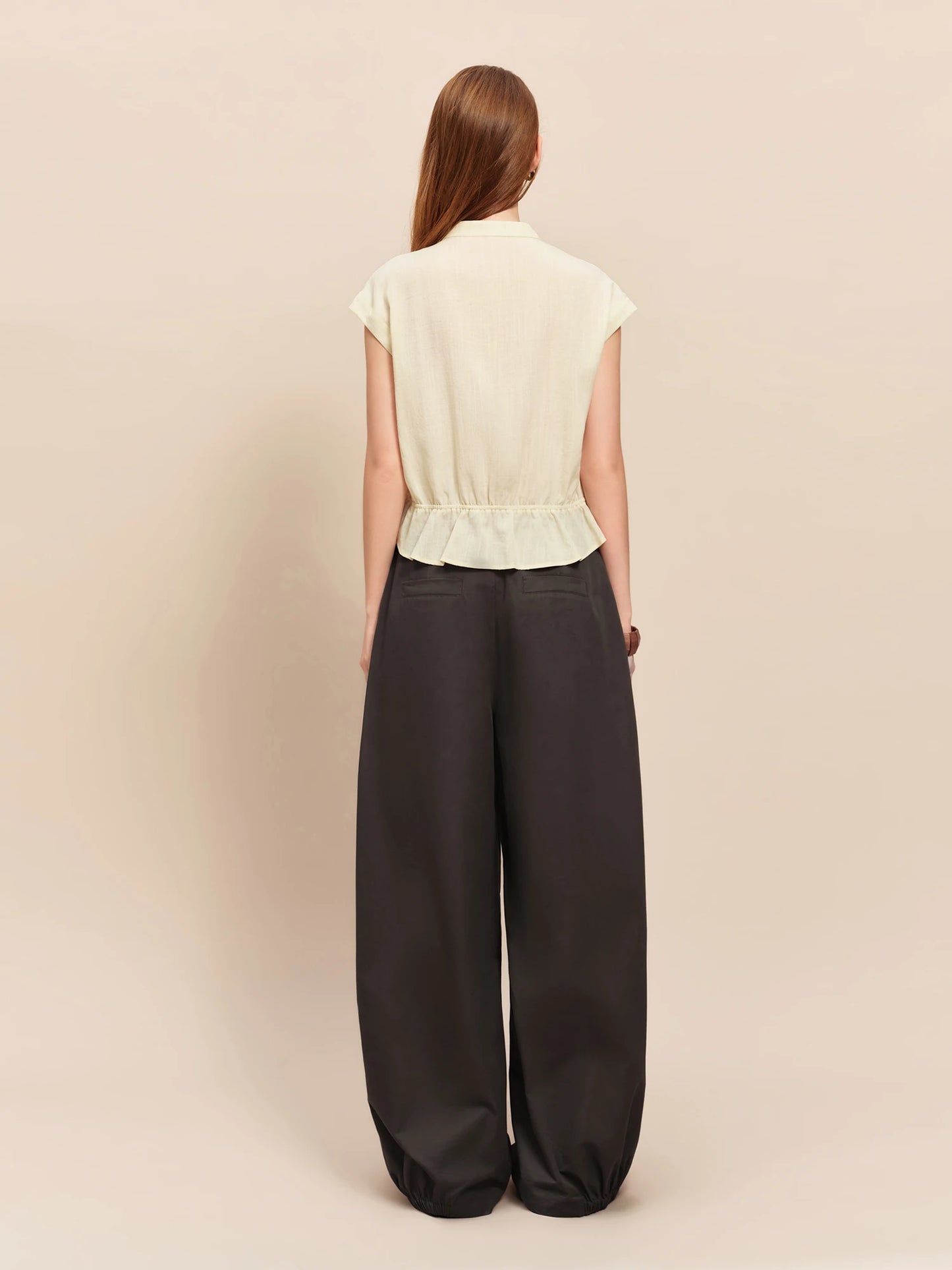 Ivory Linen Cap Sleeve Blouse