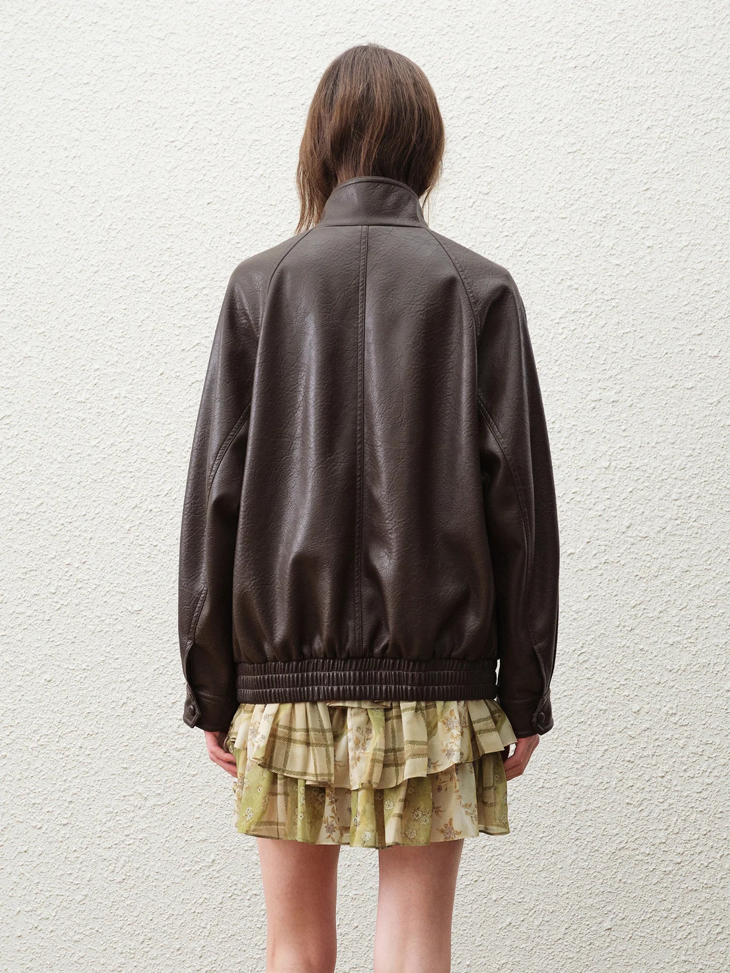 Dark Brown Oversized Leather Jacket