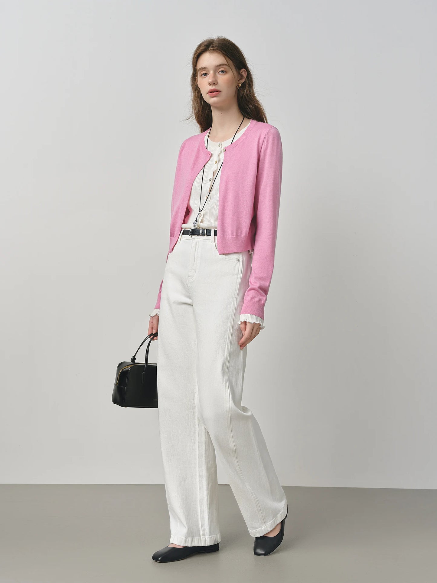 White Side Slit Wide Leg Jeans