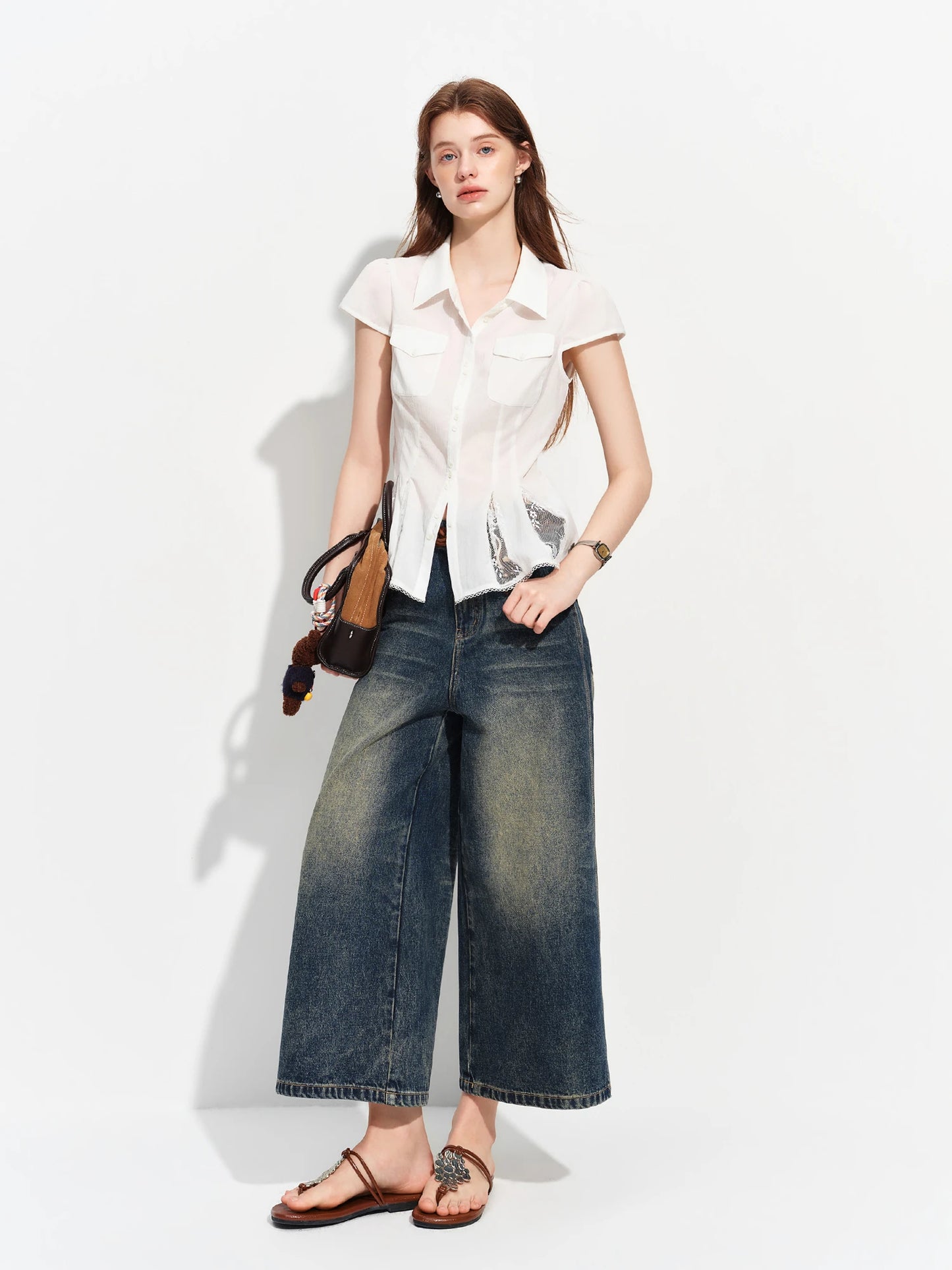 Vintage Wash Cropped Barrel Jeans