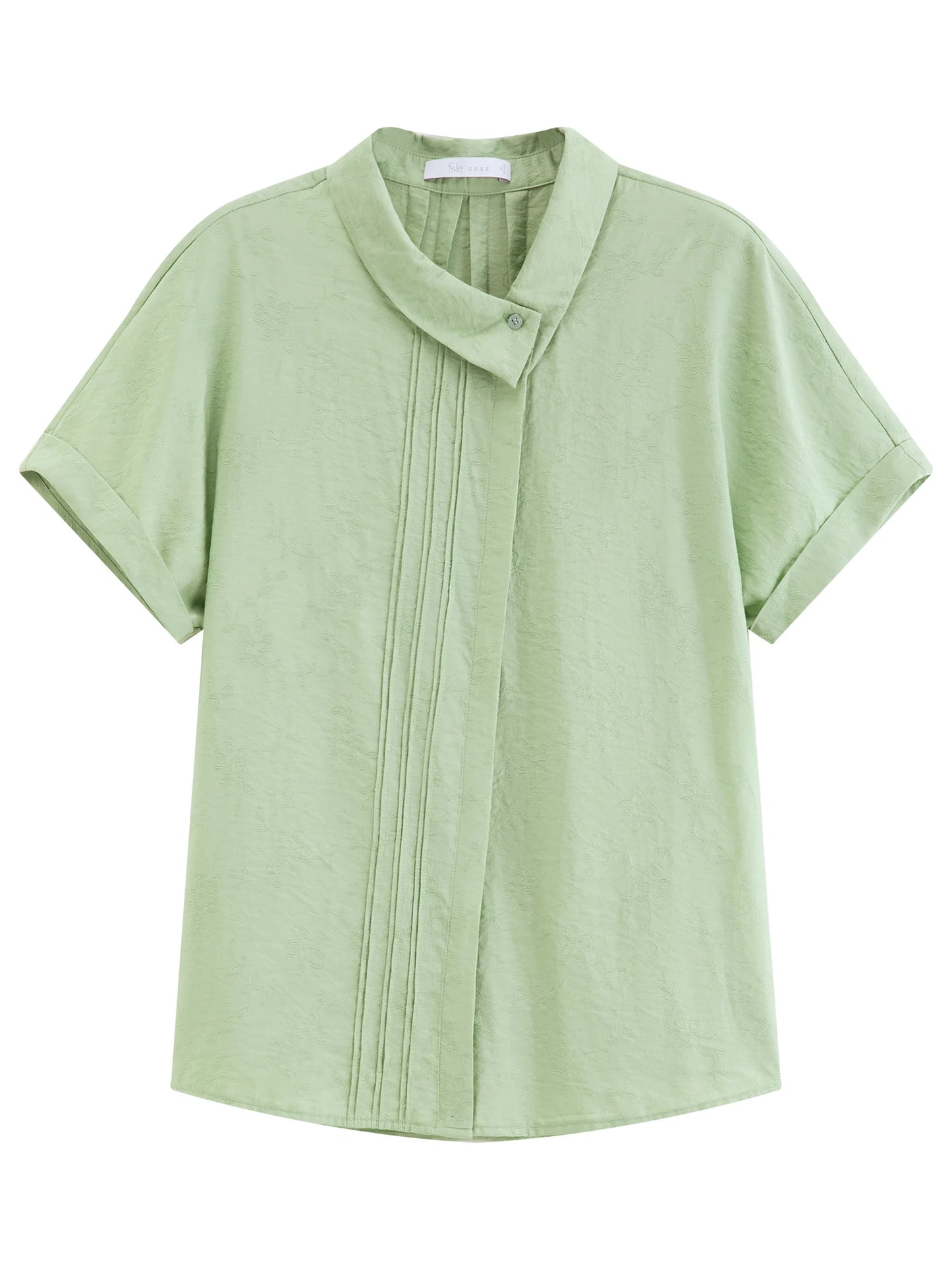 Sage Green Mandarin Collar Blouse