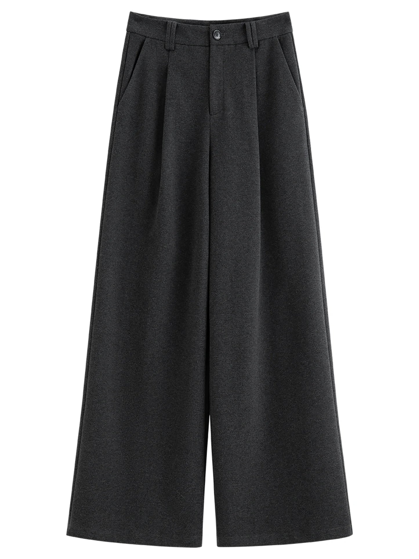 Navy Wool Wide Leg Trousers