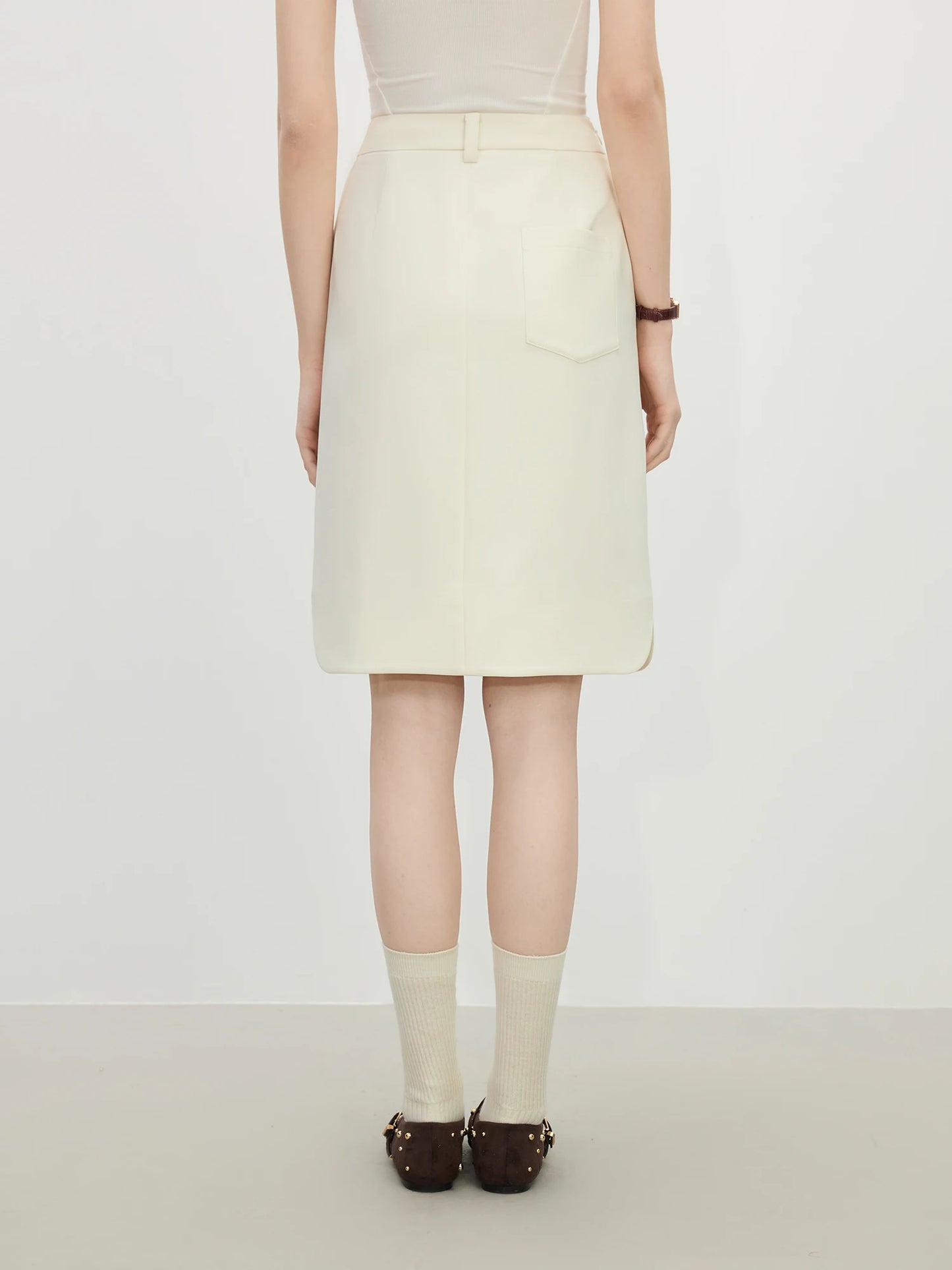 Ivory Tailored A-Line Mini Skirt