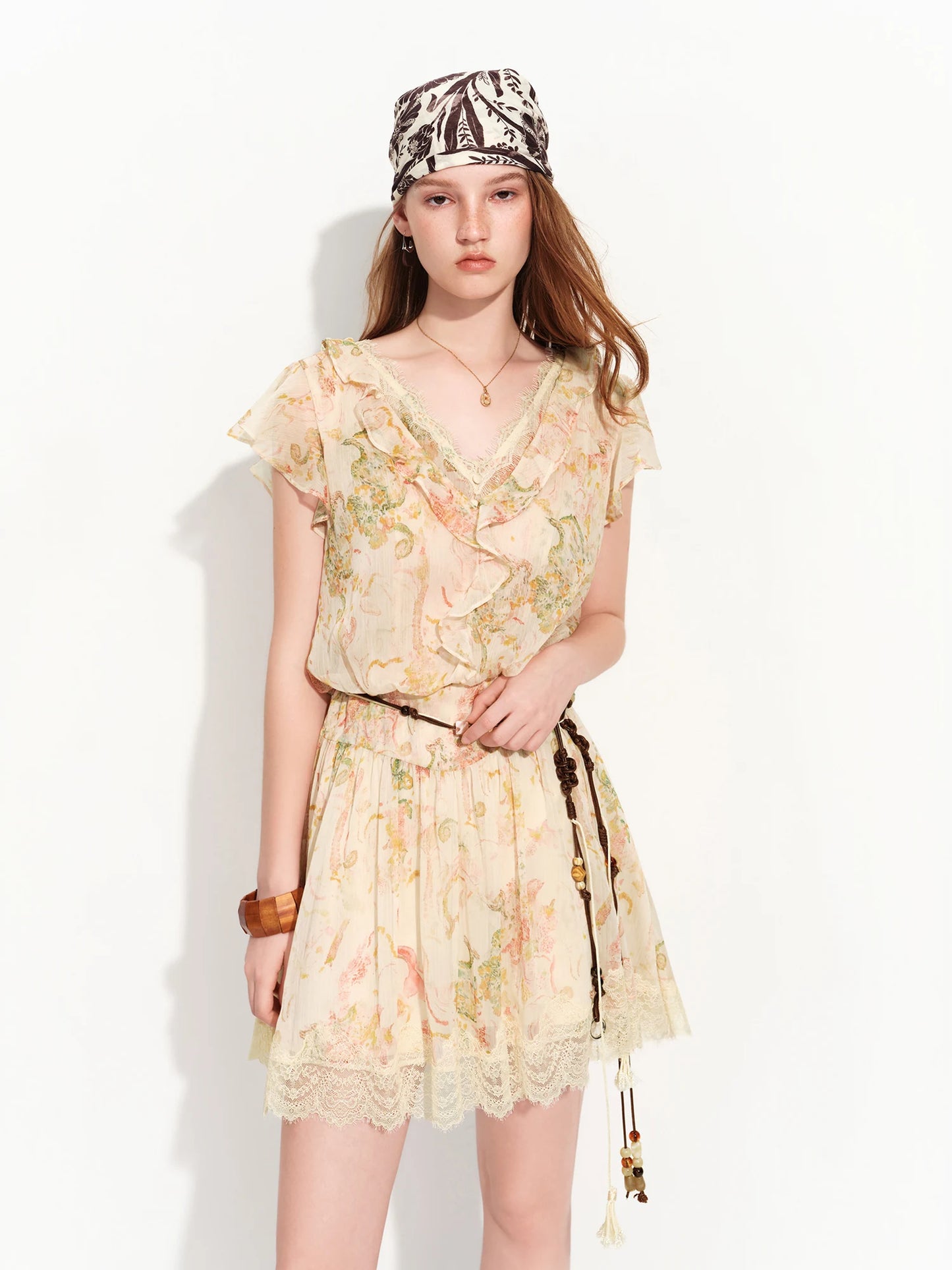 Ivory Tiered Lace Trim Maxi Dress