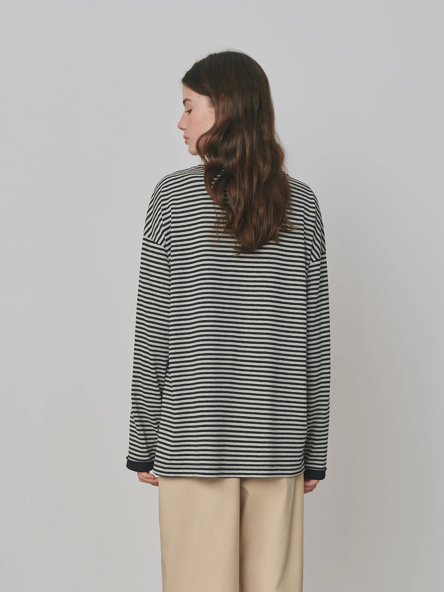 Striped V Neck Layered Long Sleeve Tee
