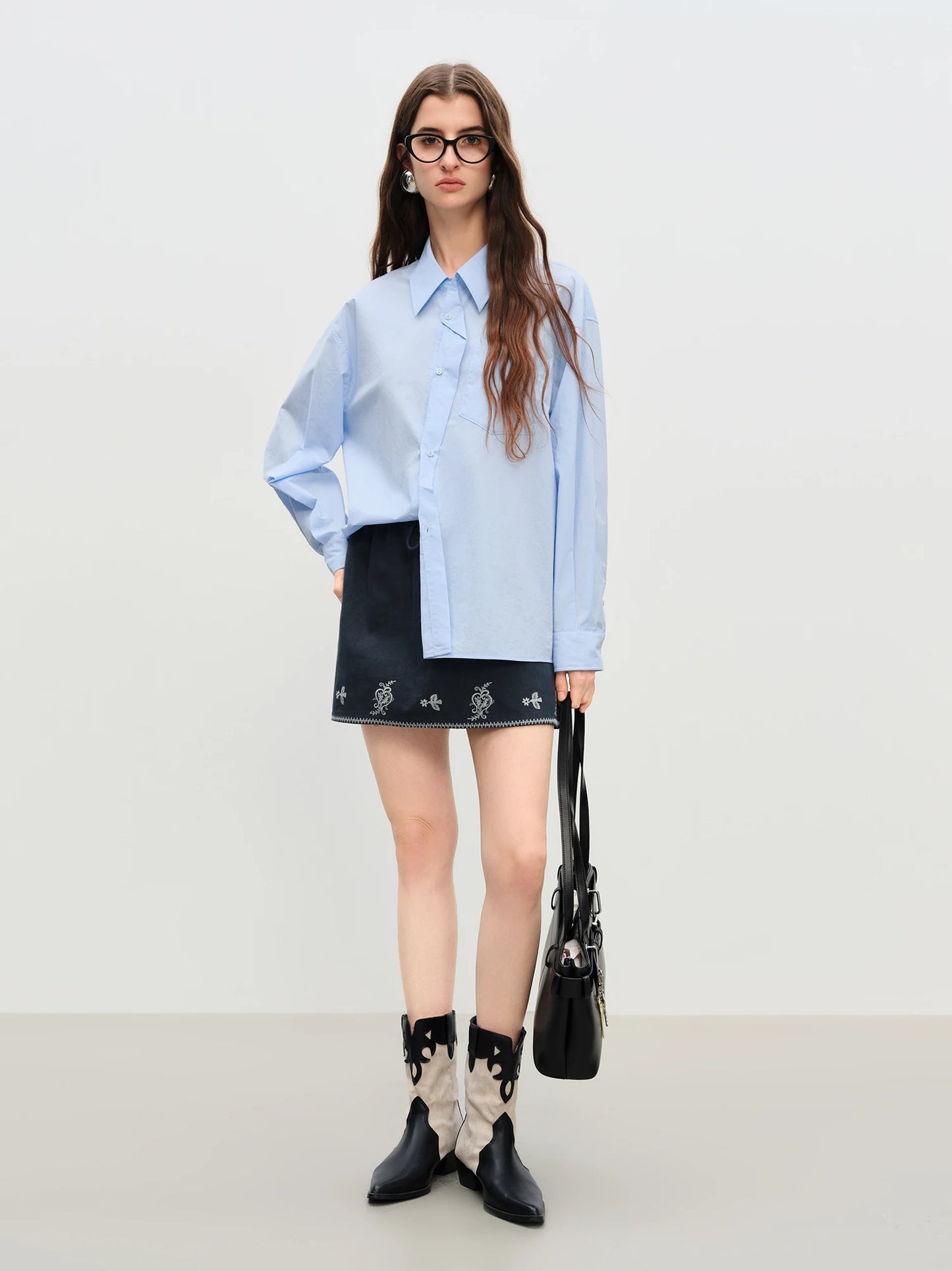 Pale Blue Relaxed Cotton Button Shirt