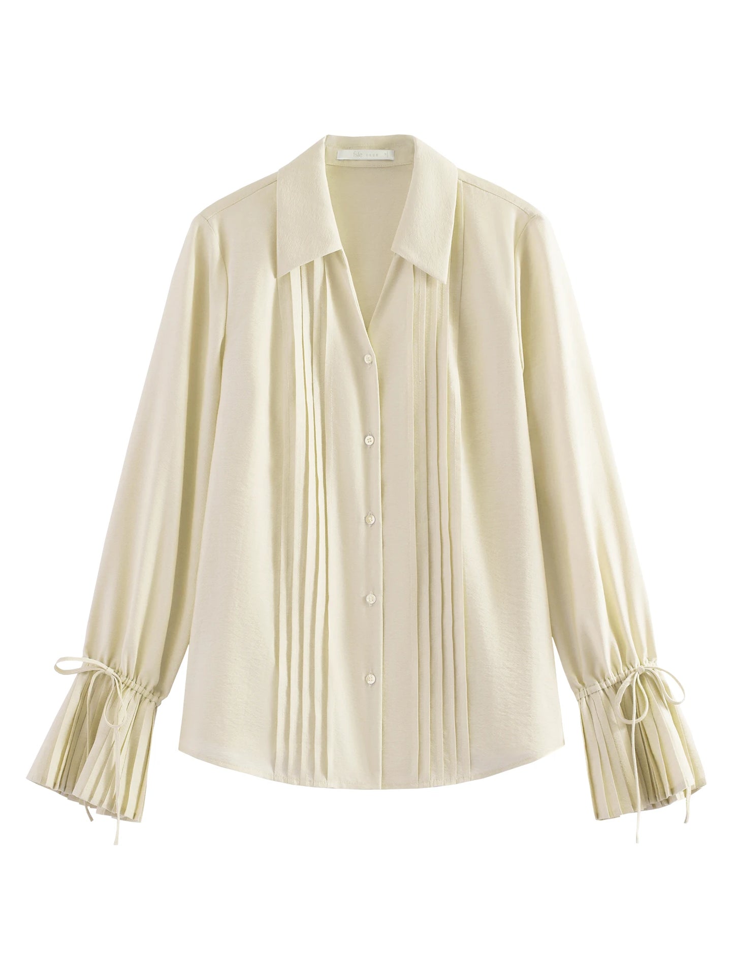 Pale Blue Pleated Sleeve Blouse