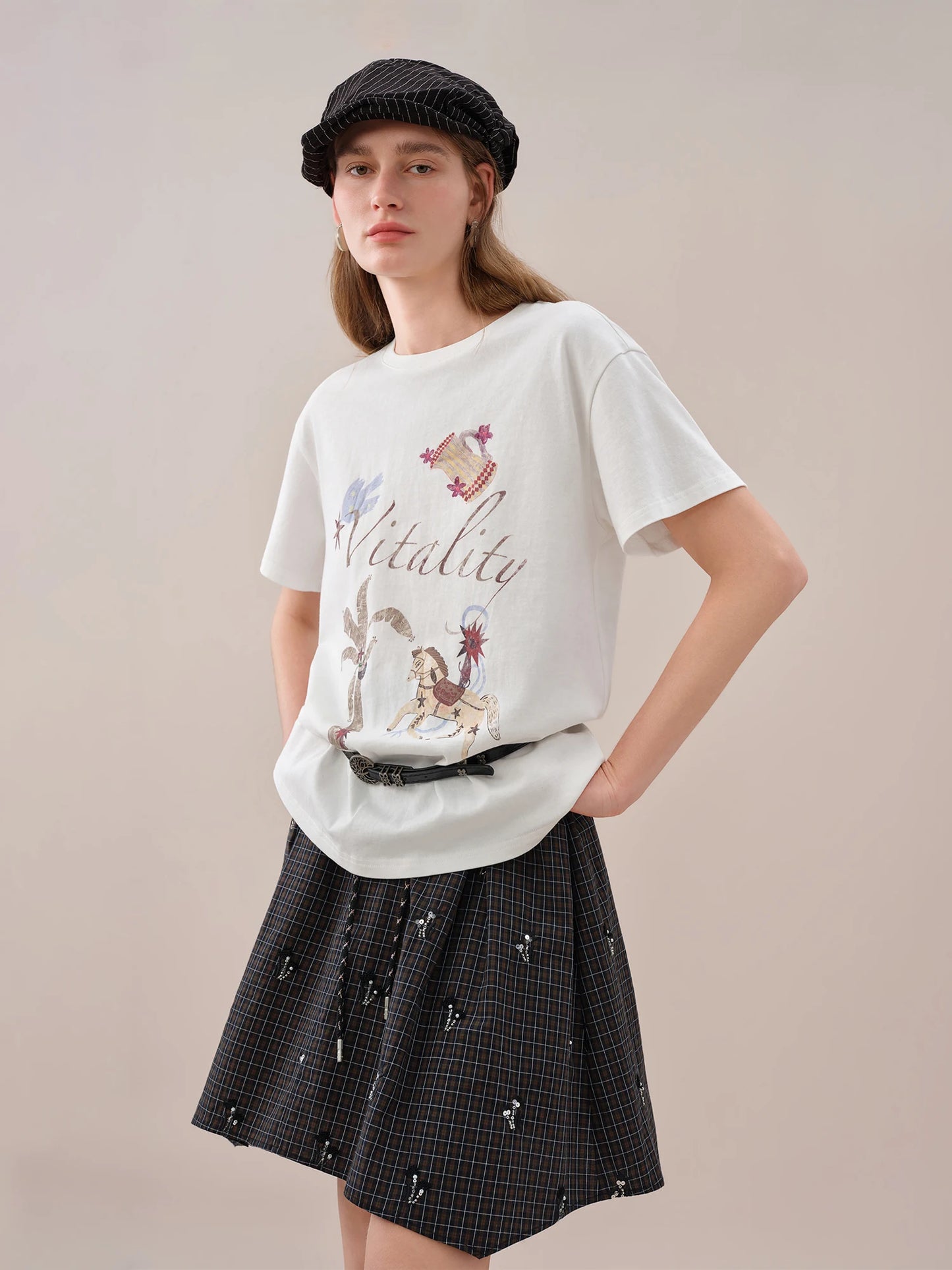 White Botanical Graphic Relaxed Tee
