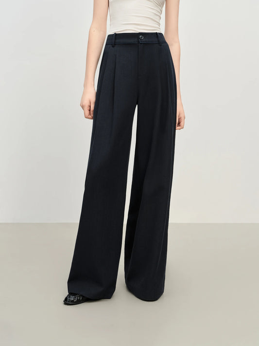 Brown Pleated Wide Leg Trousers