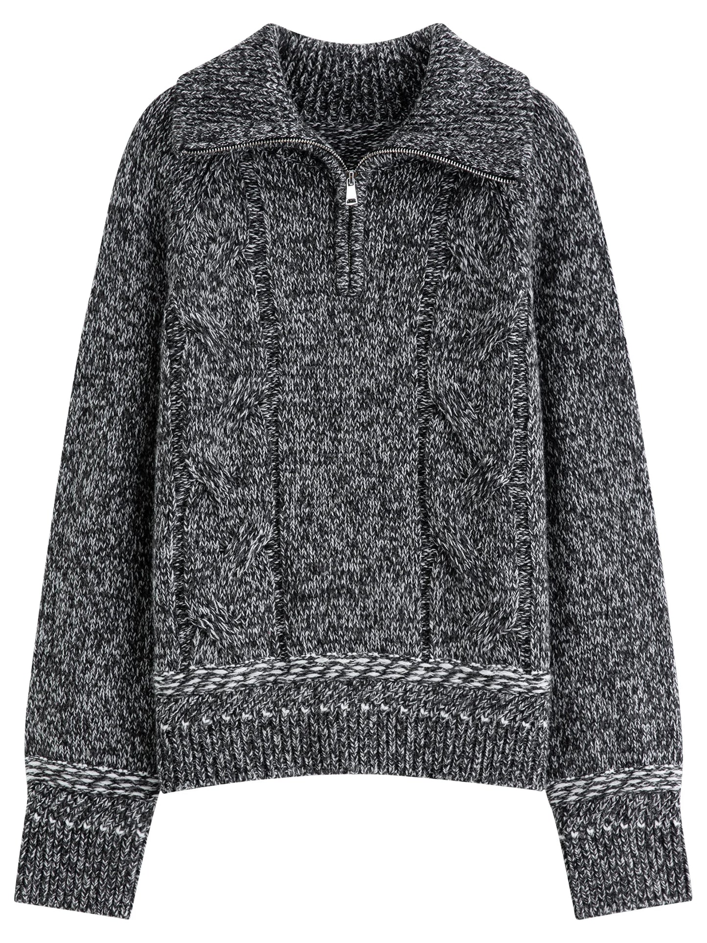 Charcoal Half Zip Knit Sweater