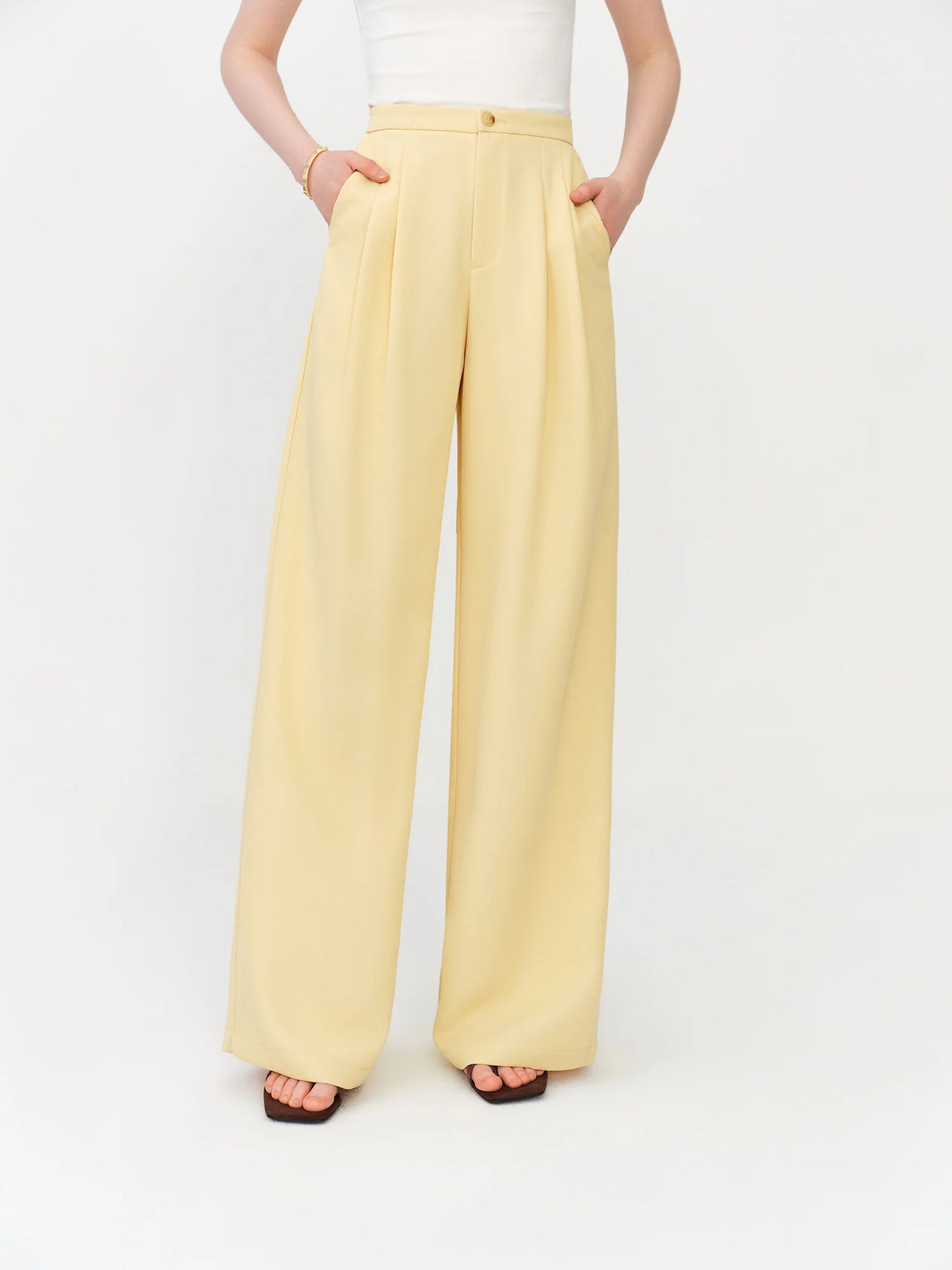 Butter Yellow Relaxed Wide Leg Trousers